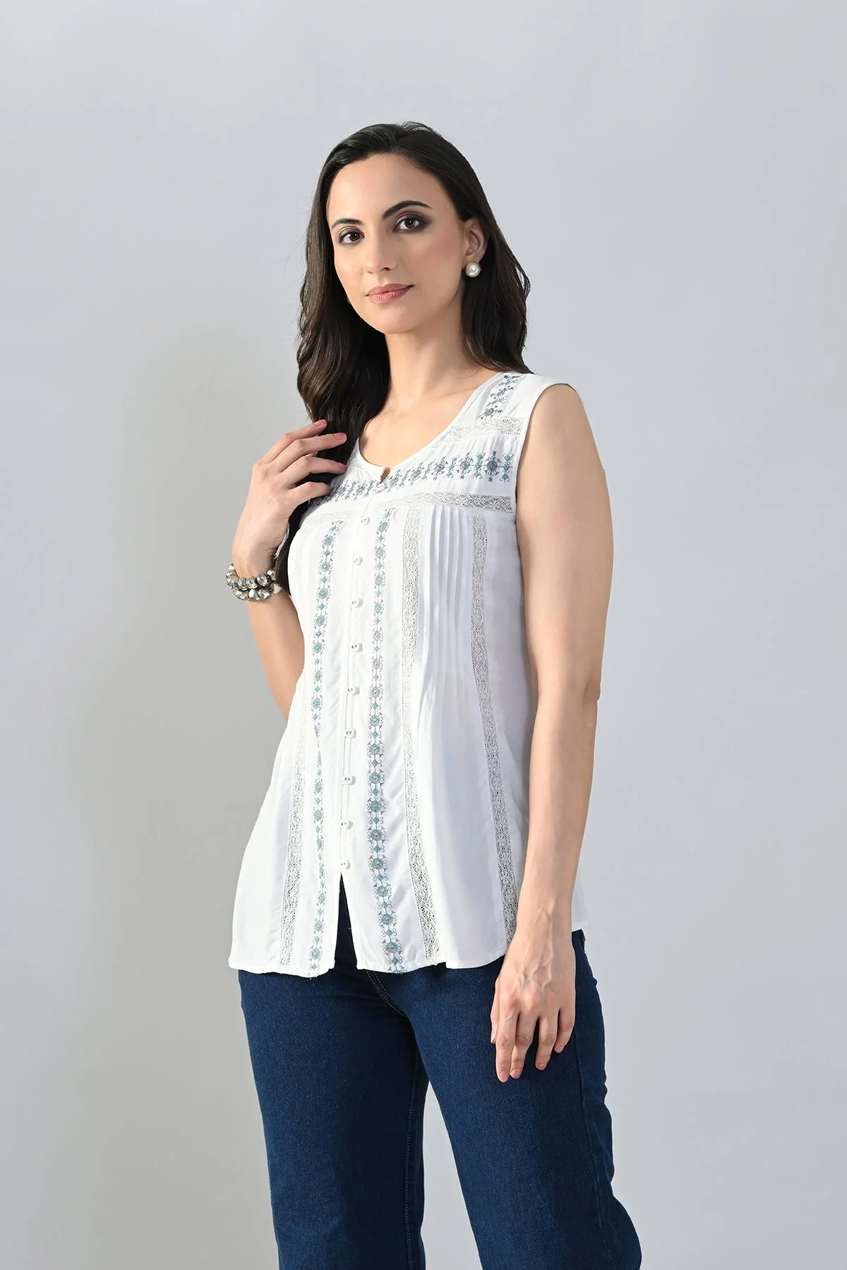 Cream Embroidered Top - Image 3