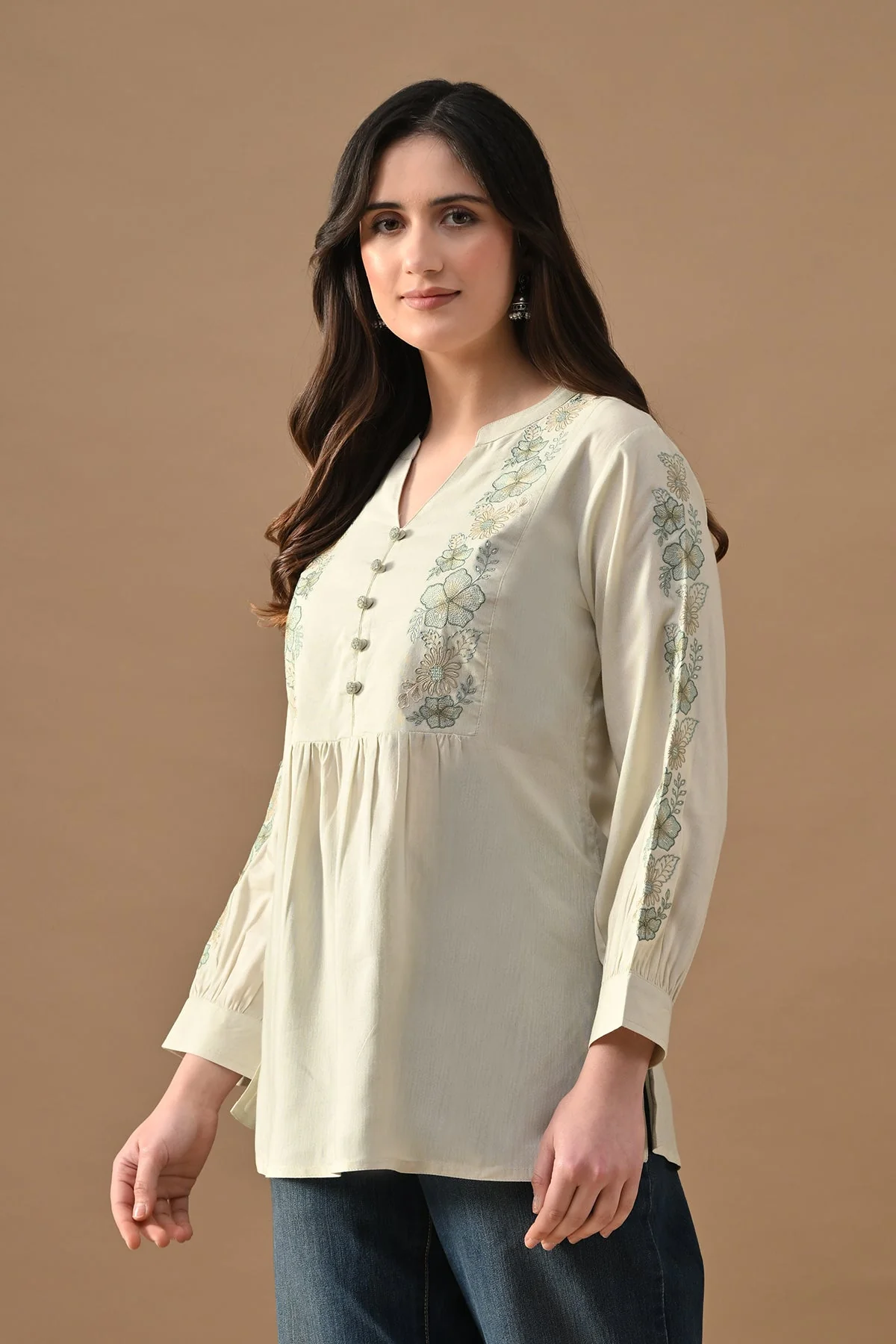 Cream Embroidered Top - Image 2