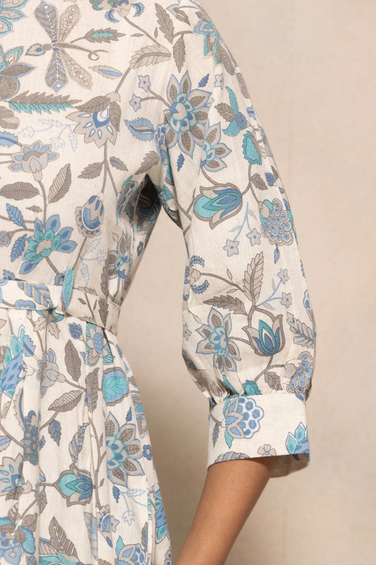 Cream Flared Printed Dress - Image 7