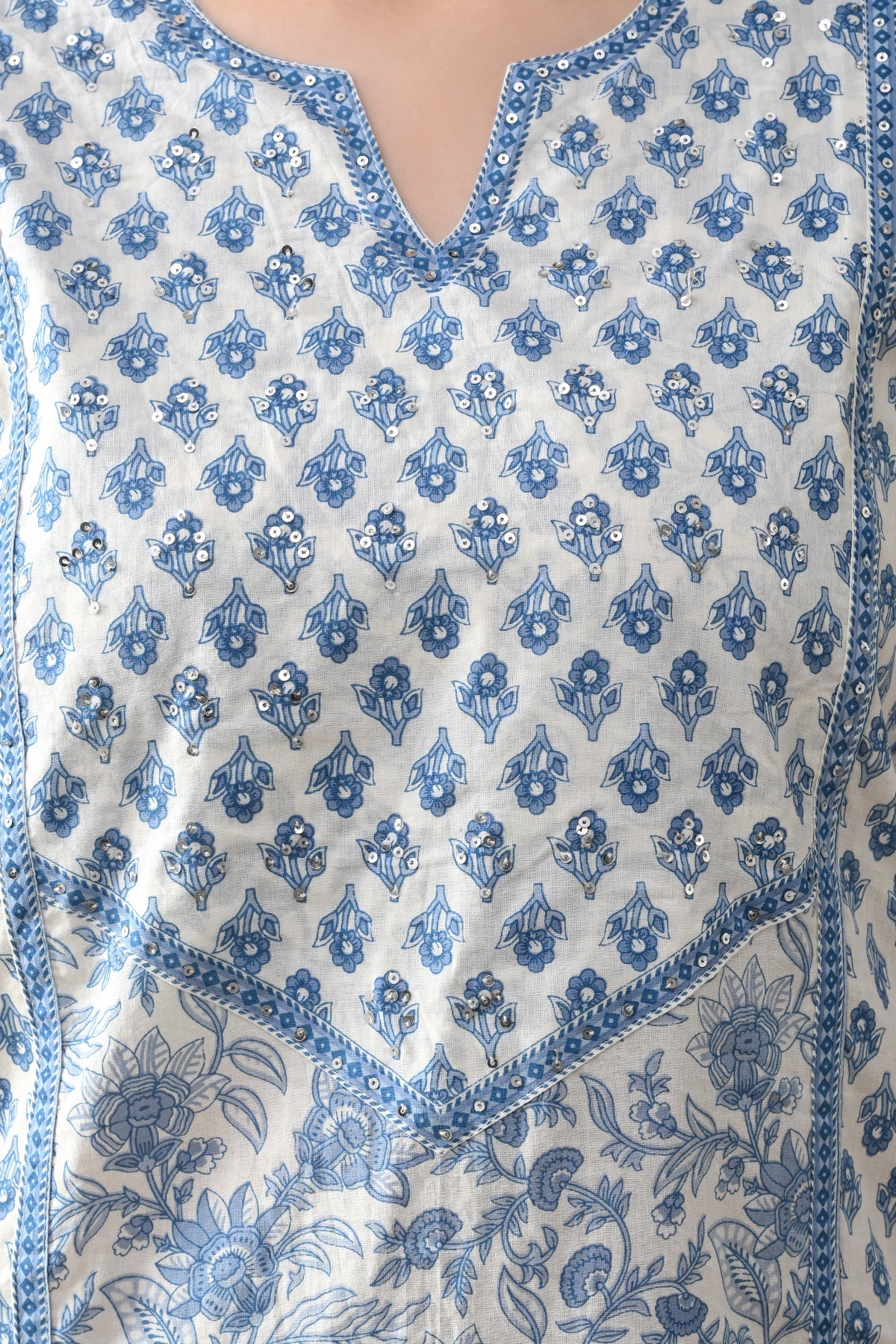 Cream Floral Printed Kurta 2 Pcs Set - Image 4