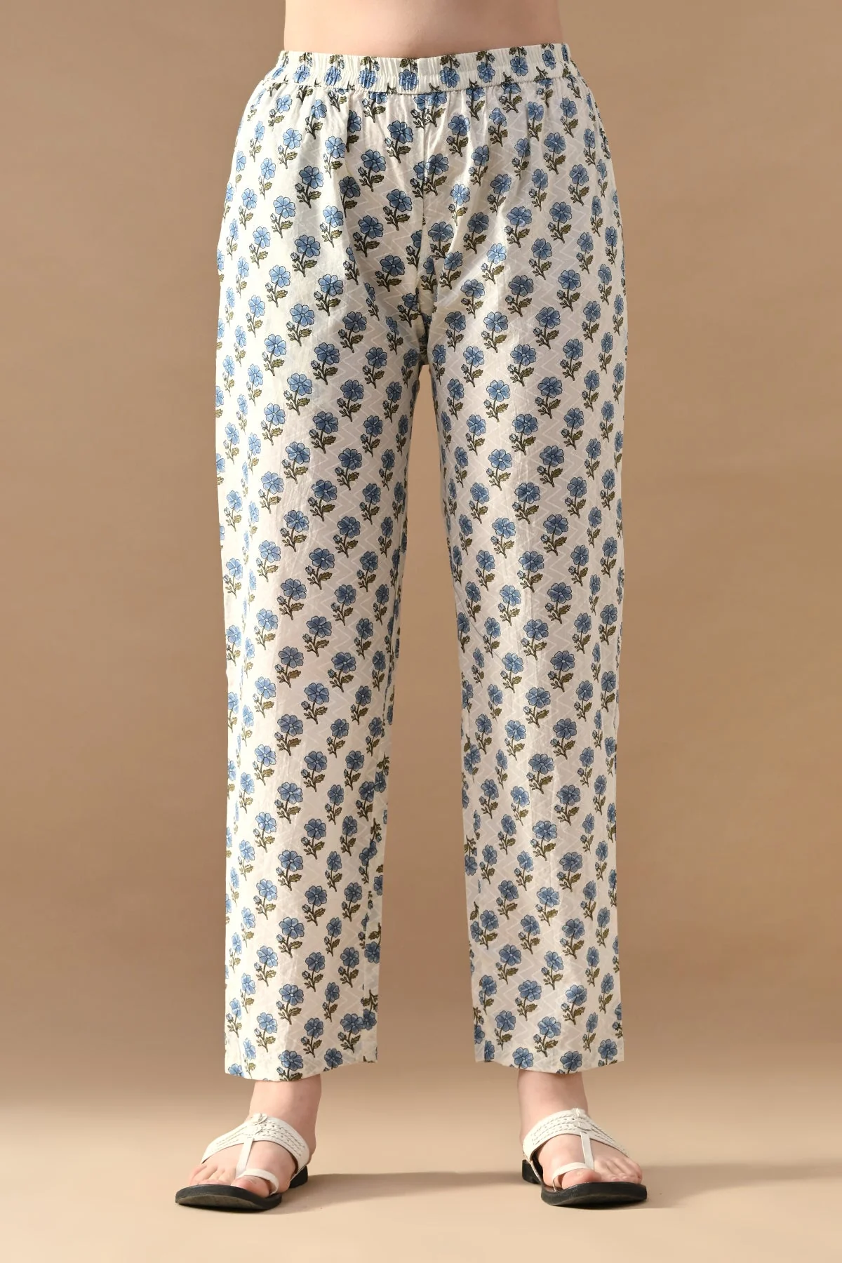 Cream Floral Printed Kurta 2 Pcs Set - Image 6
