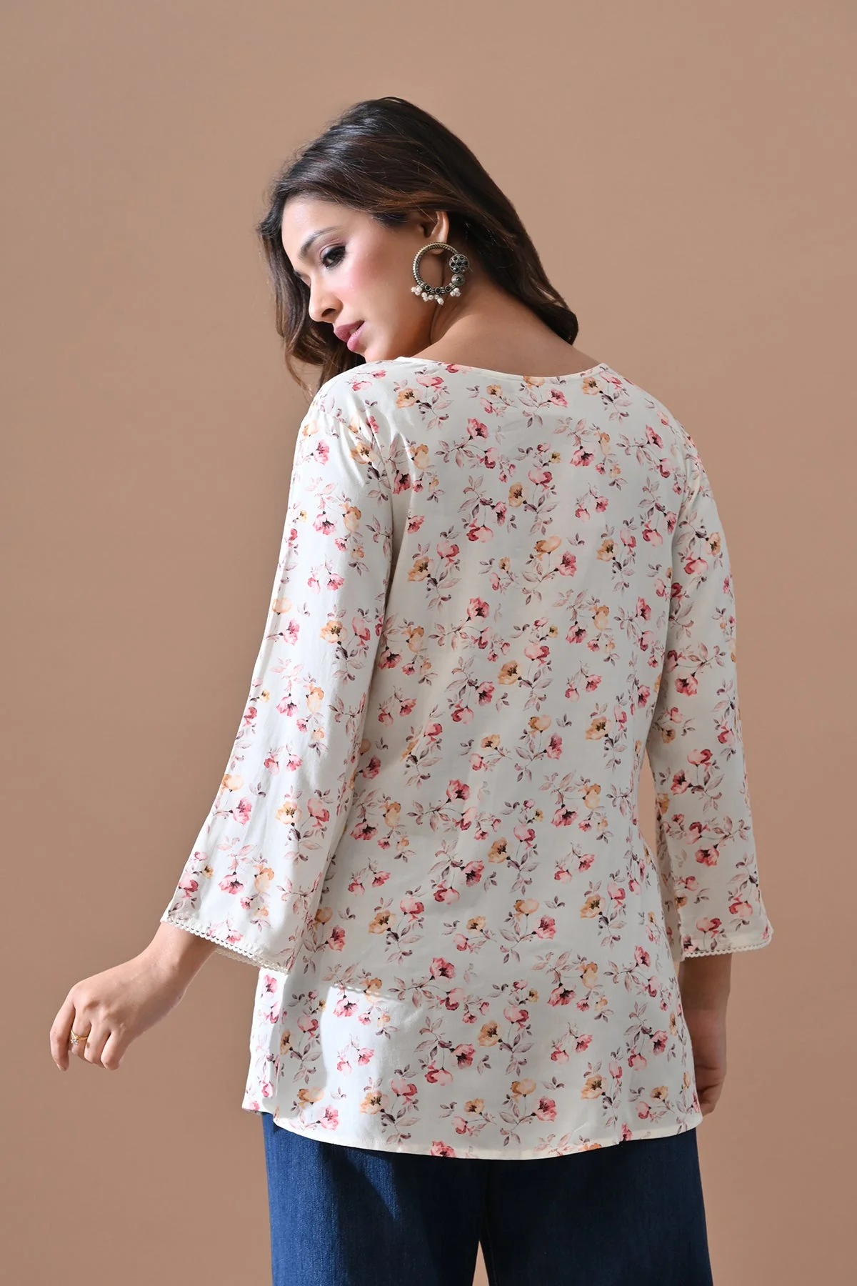 Cream Floral Printed Top - Image 5