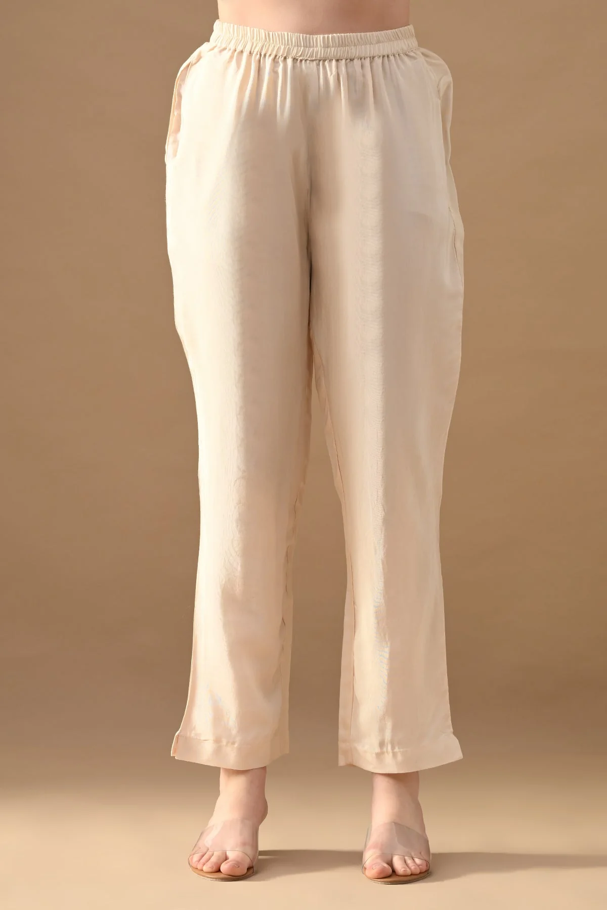 Cream Mirror Embellished Kurta 3 Pcs Set - Image 6