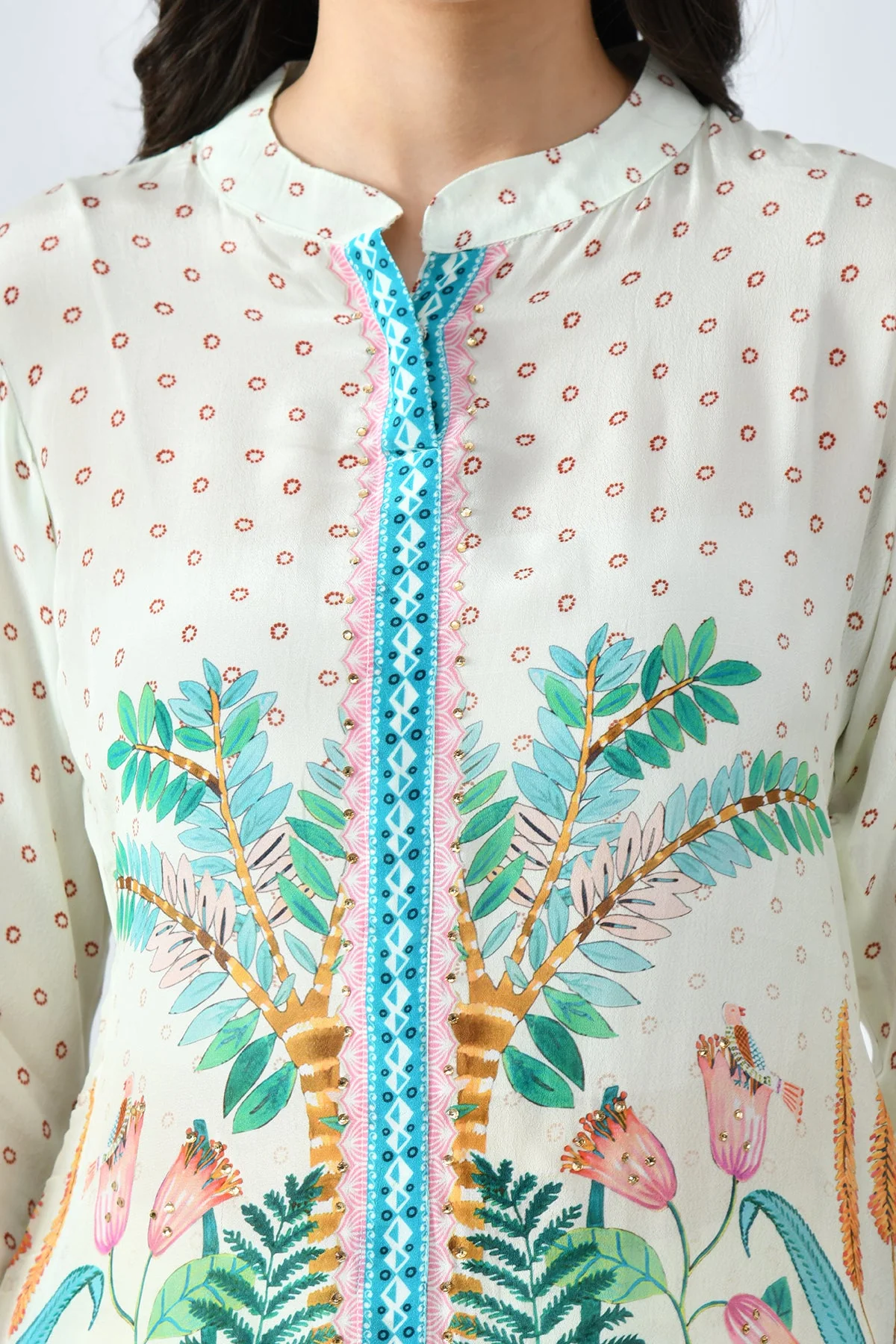 Cream Printed Co-Ord 3 Pcs Set - Image 4