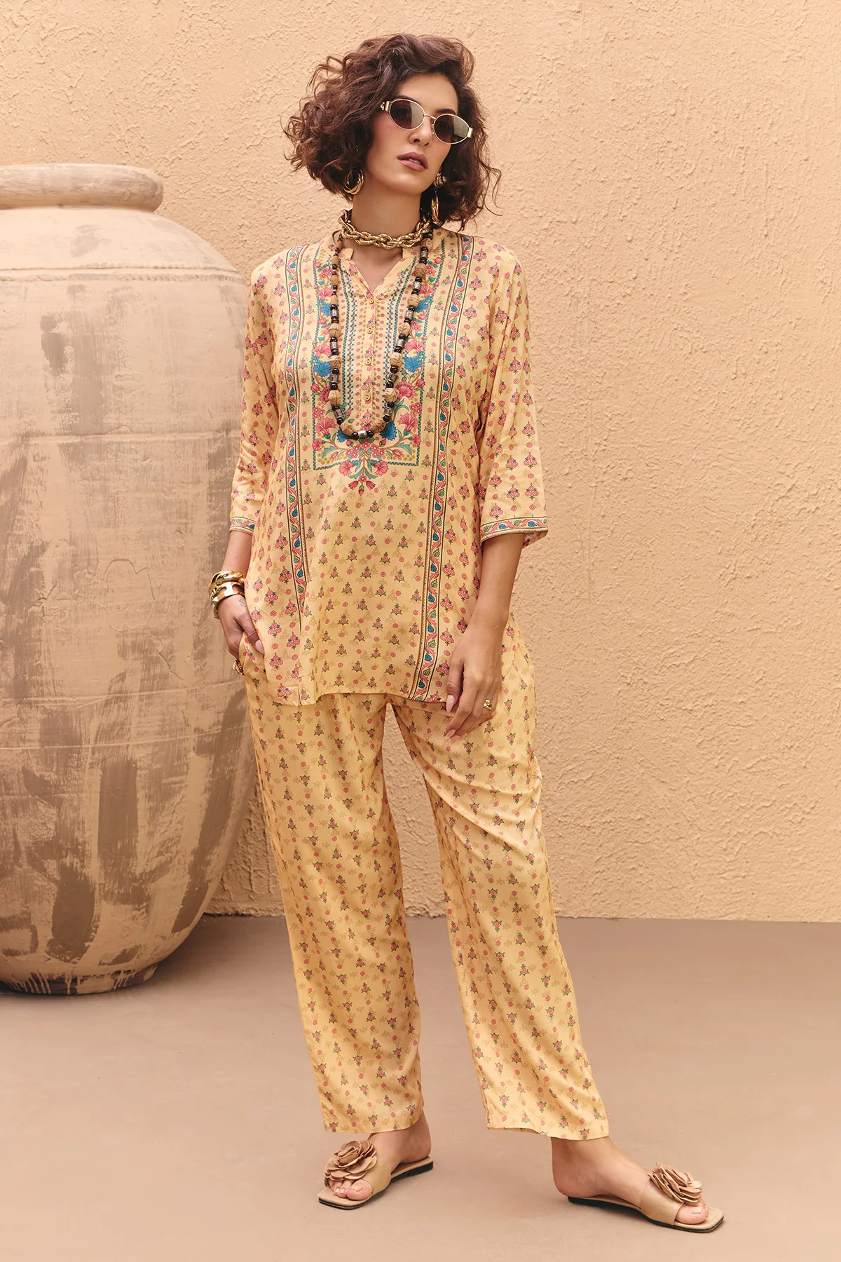Cream Printed Co-Ord Set - Image 3