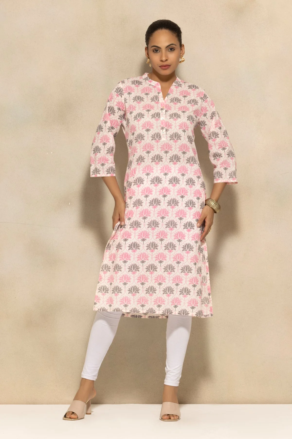 Cream Printed Kurta