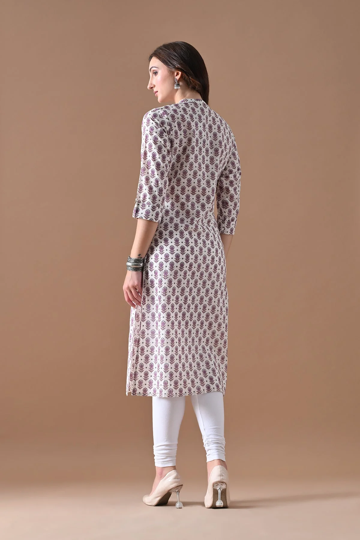 Cream Printed Kurta - Image 5