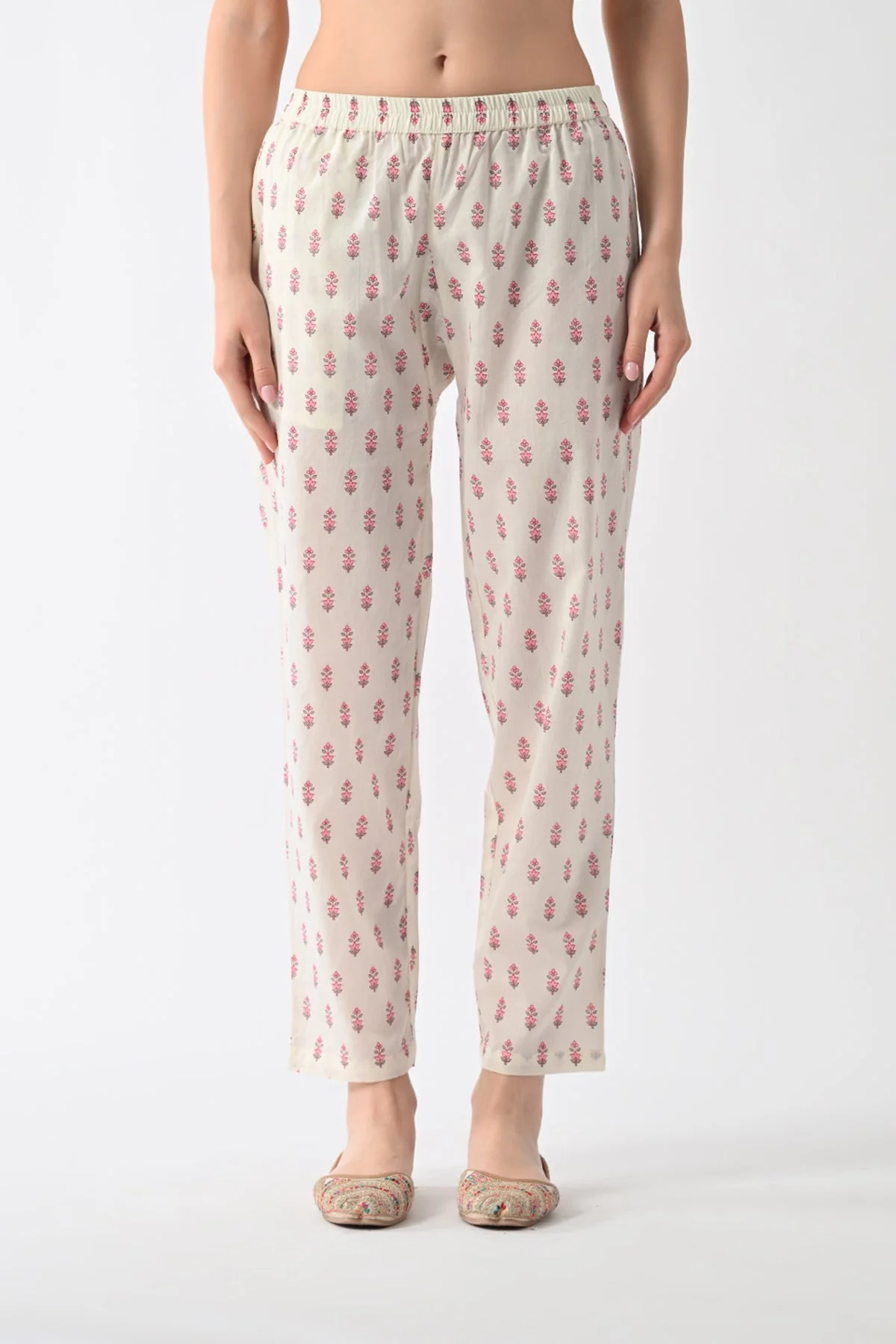 Cream Printed Kurta 2 Pcs Set - Image 6
