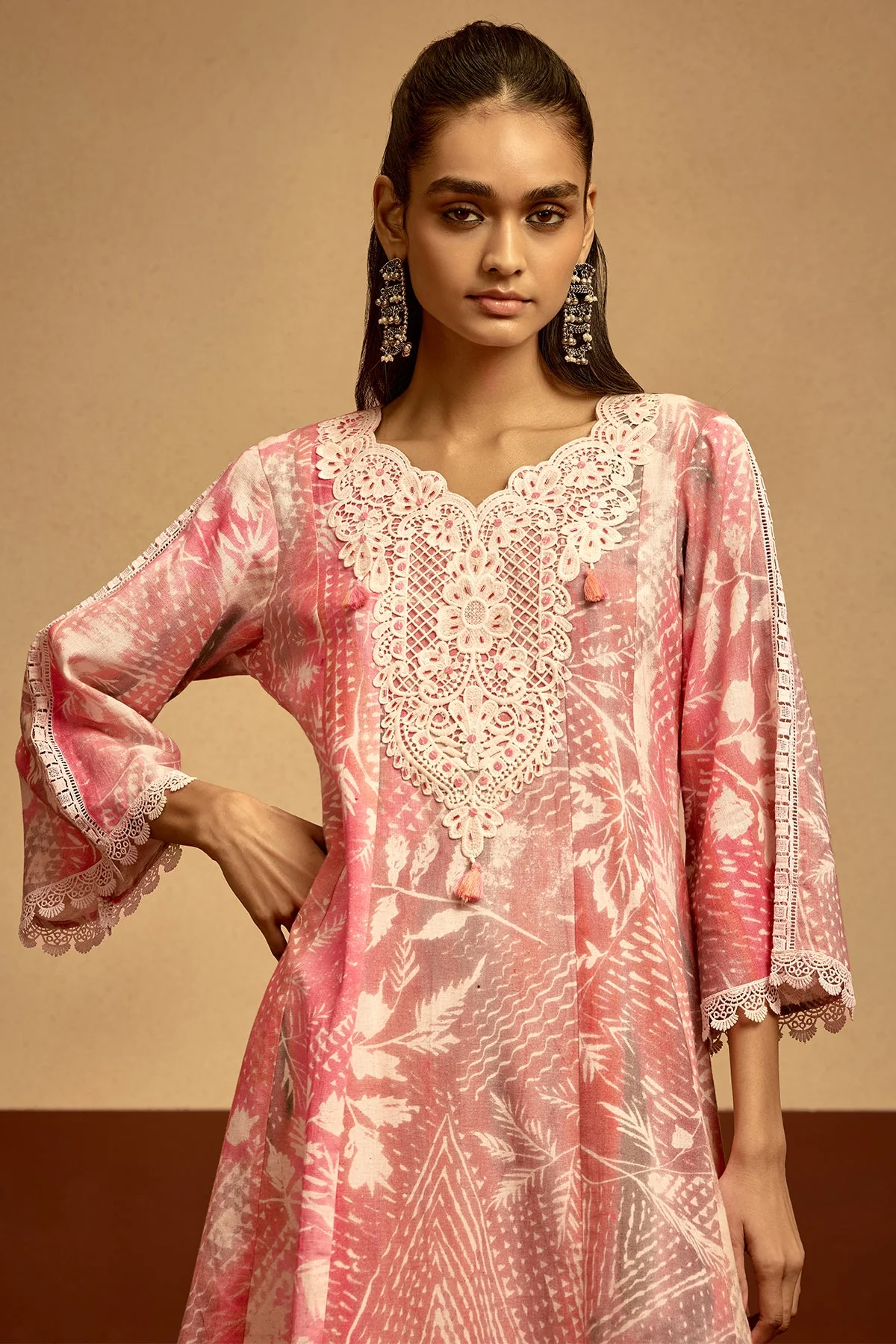 Cream Printed Kurta 2 Pcs Set - Image 3