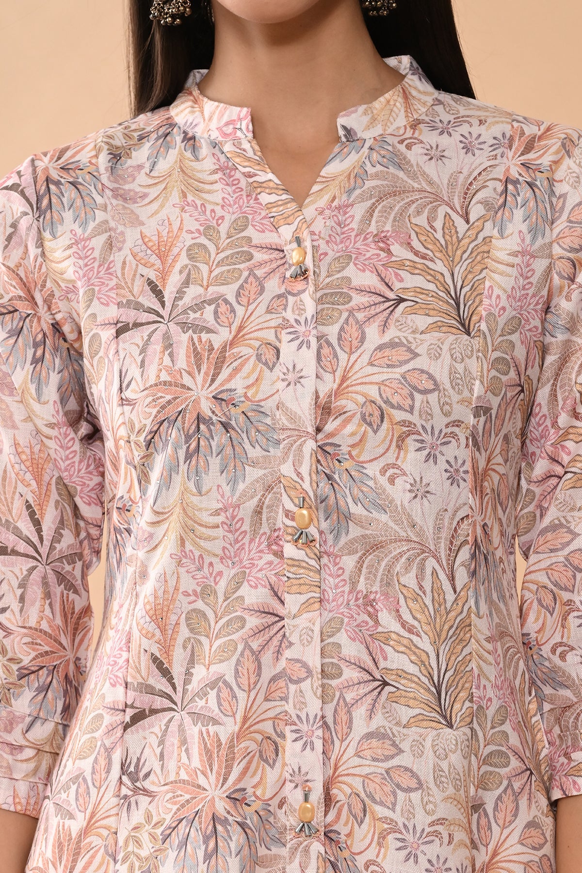 Cream Printed Kurta 2 Pcs Set - Image 4