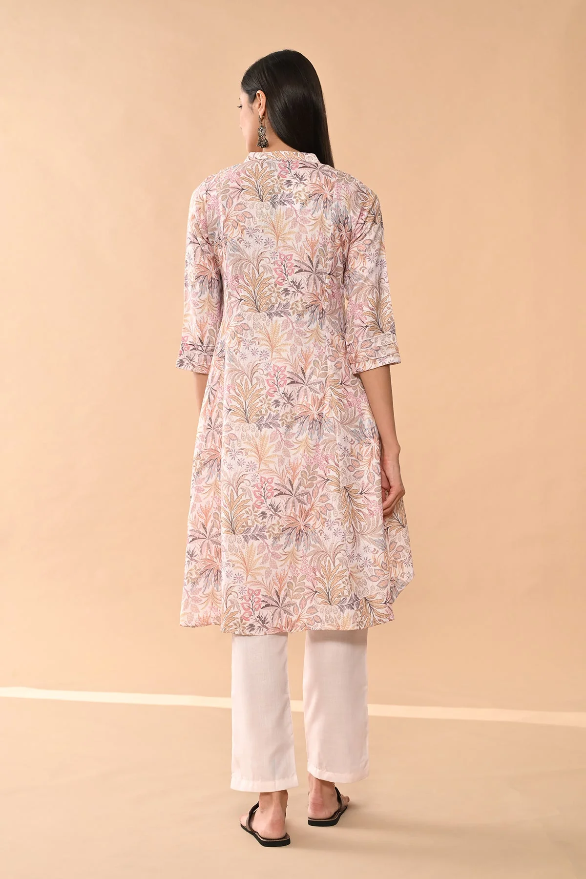 Cream Printed Kurta 2 Pcs Set - Image 5