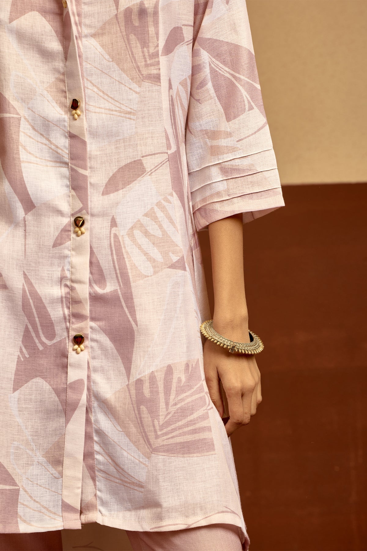 Cream Printed Kurta 2 Pcs Set - Image 4