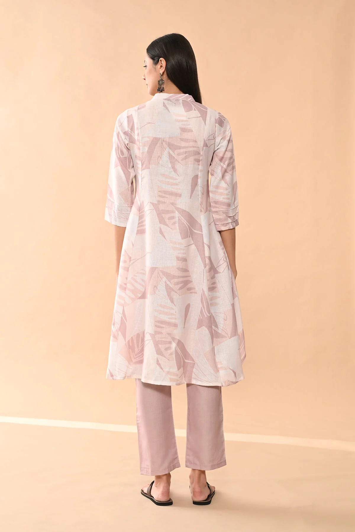 Cream Printed Kurta 2 Pcs Set - Image 5