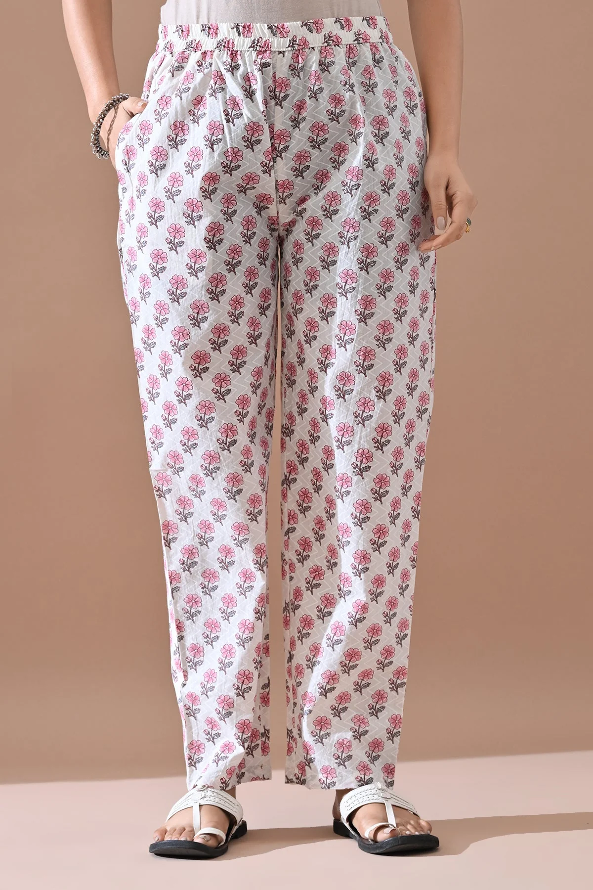 Cream Printed Kurta 2 Pcs Set - Image 6