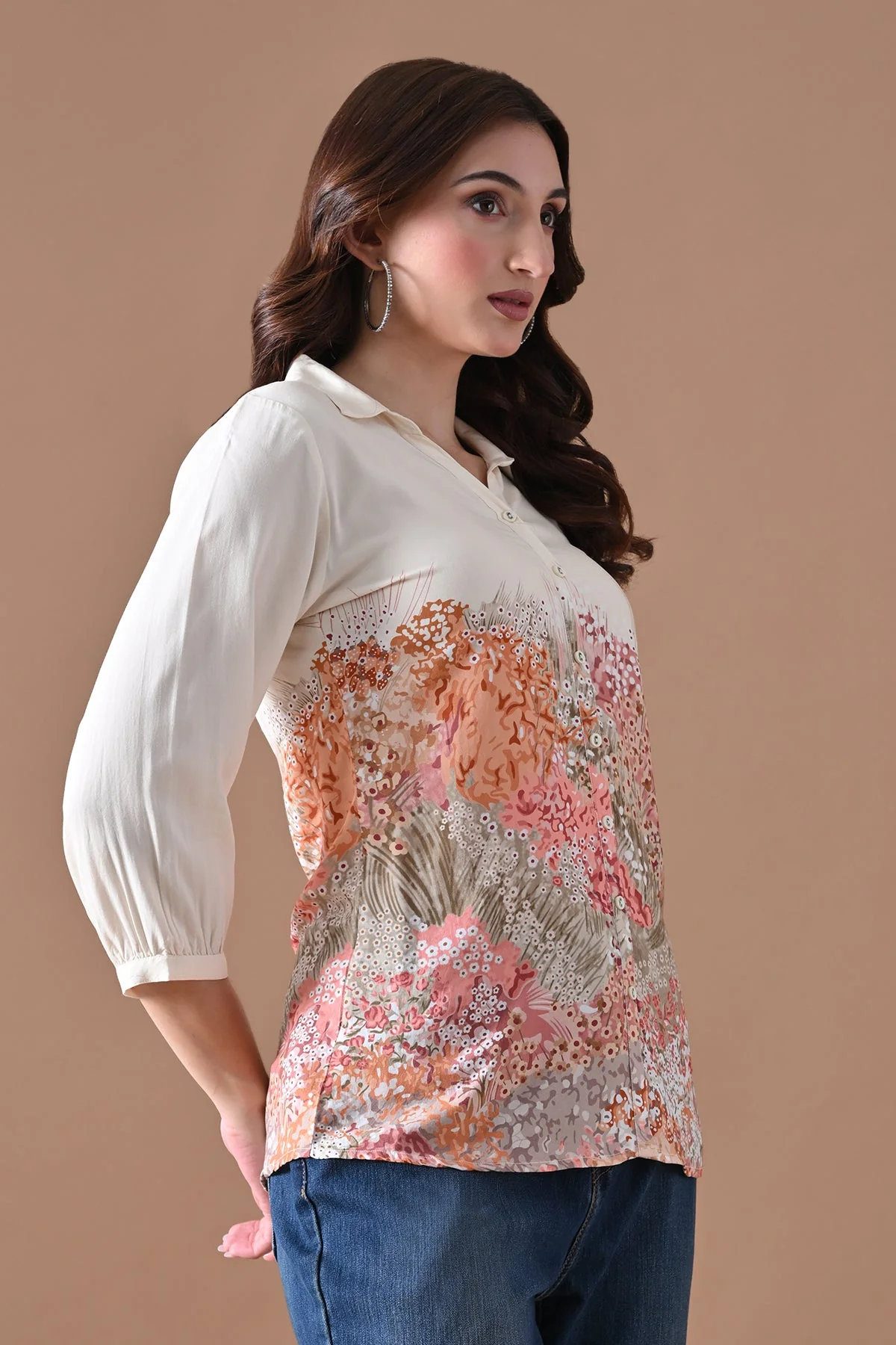 Cream Printed Top - Image 3