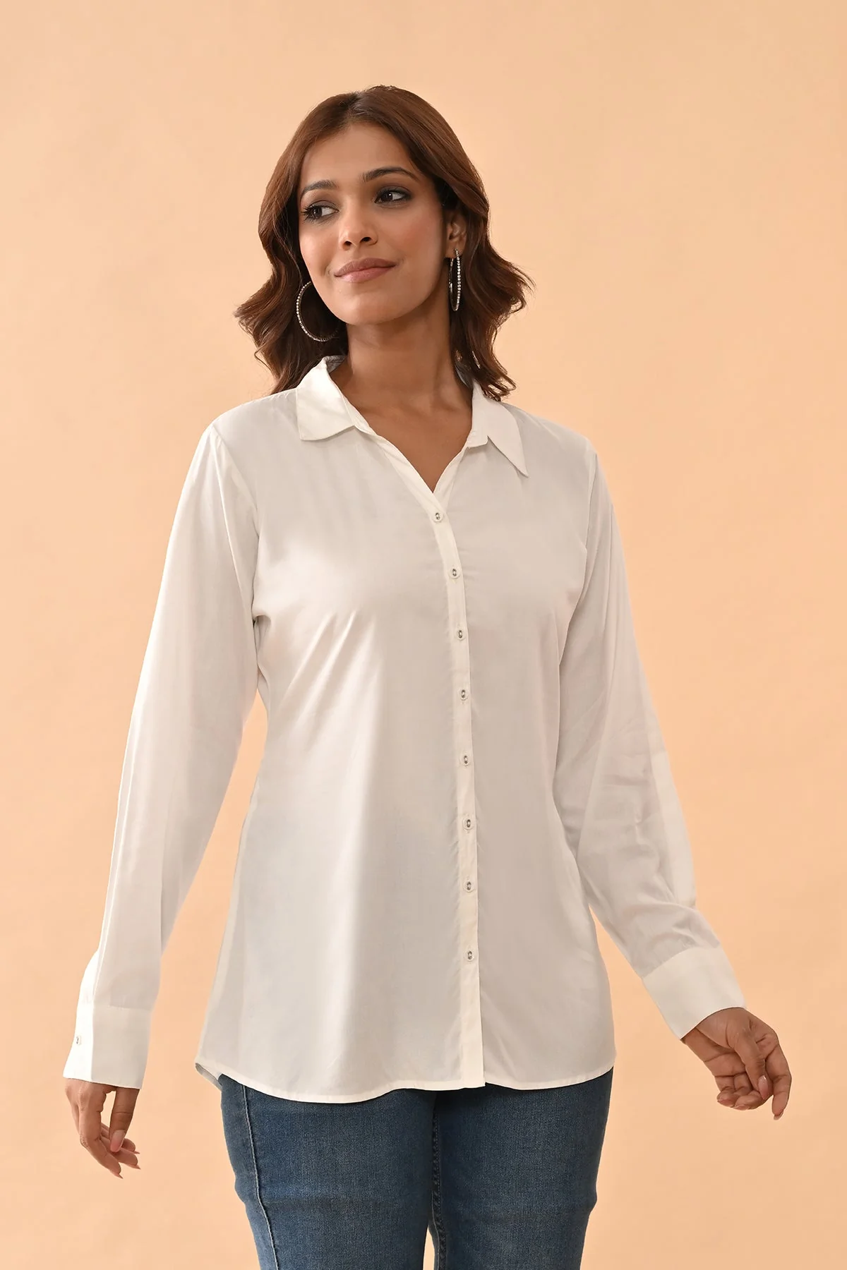 Cream Solid Straight Top - Image 4