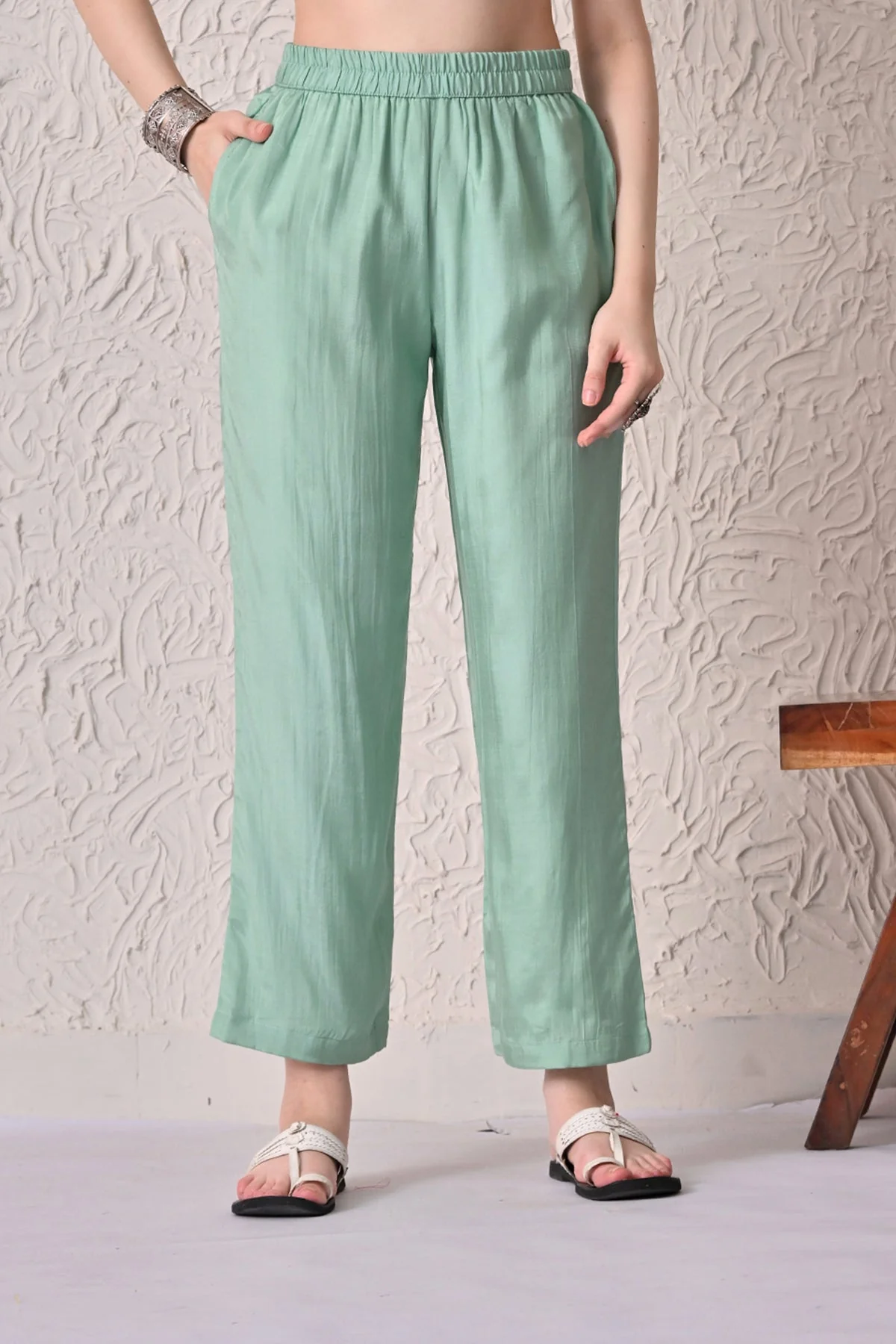 Green A-line Embroidered Kurta 3 Pcs Set - Image 6
