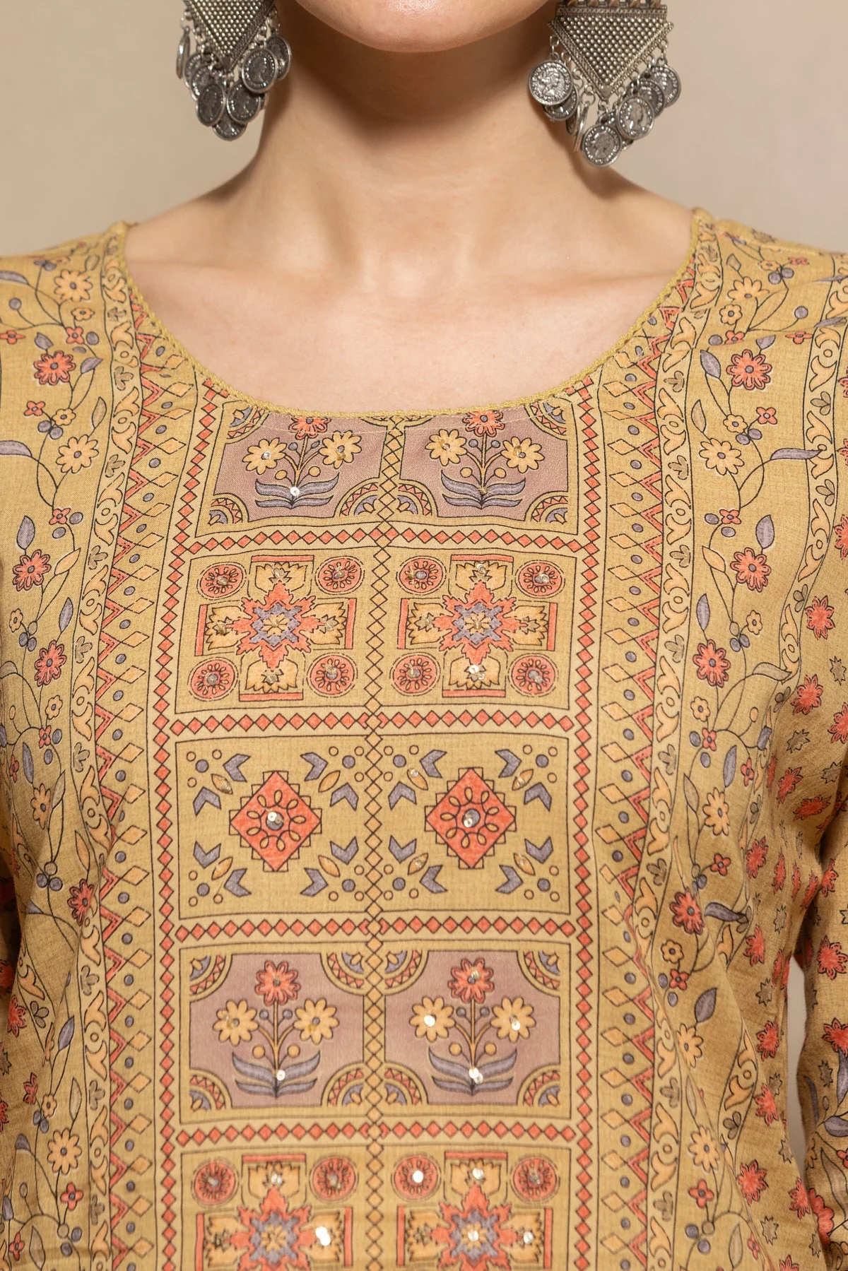 Green Abstract Printed Kurta 3 Pcs Set - Image 4