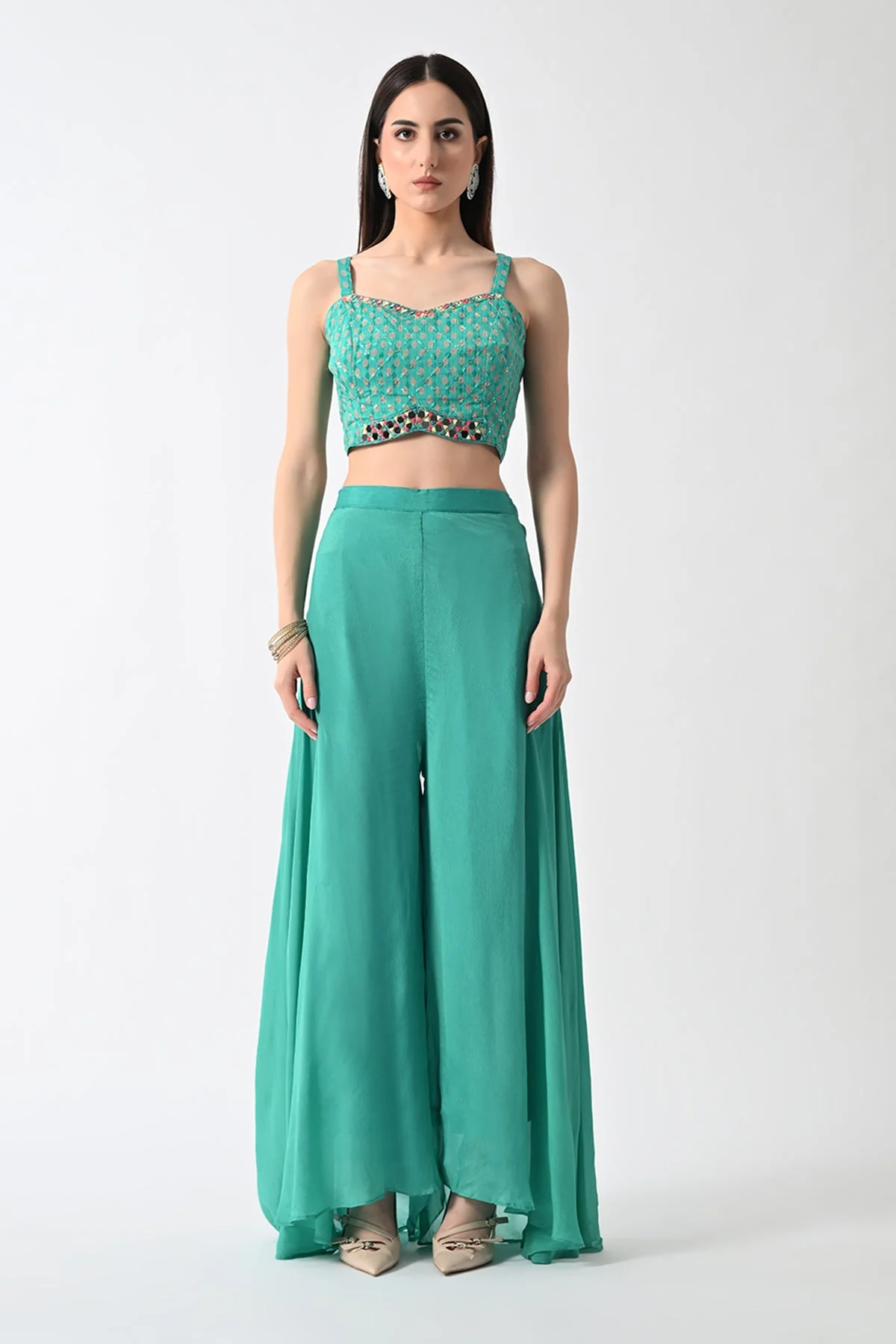 Green Dress with A Printed Shrug - Image 2