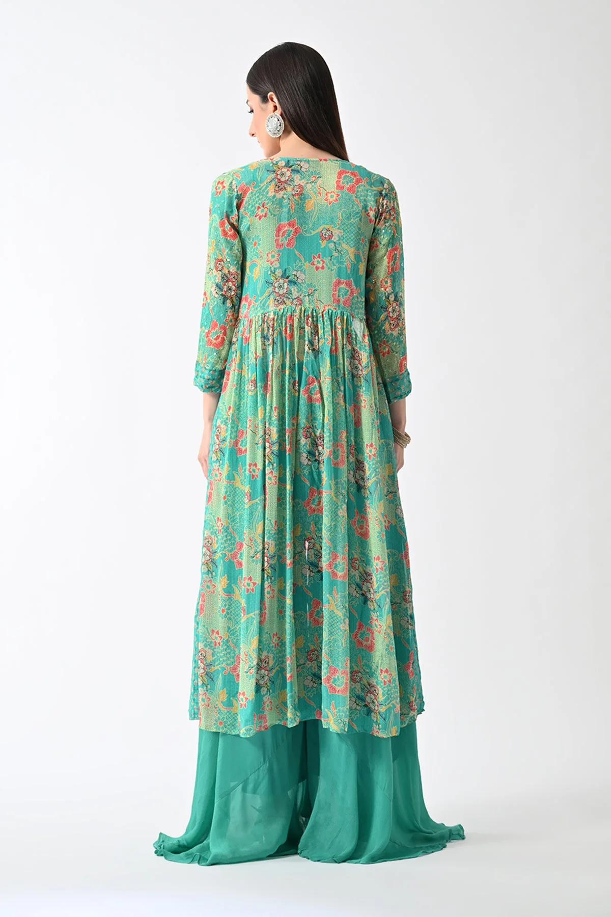 Green Dress with A Printed Shrug - Image 6
