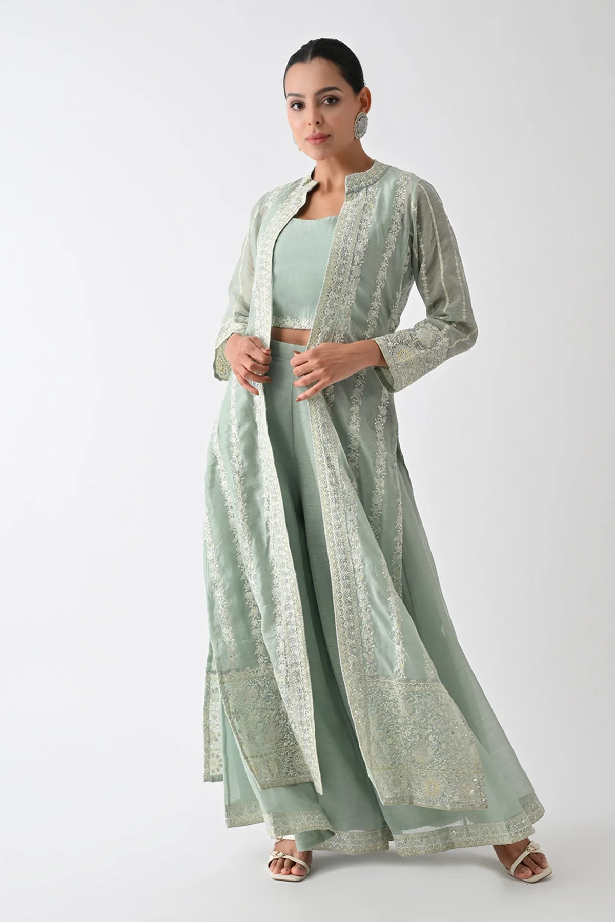 Green Embroidered Co-Ord 3 Pcs Set - Image 2