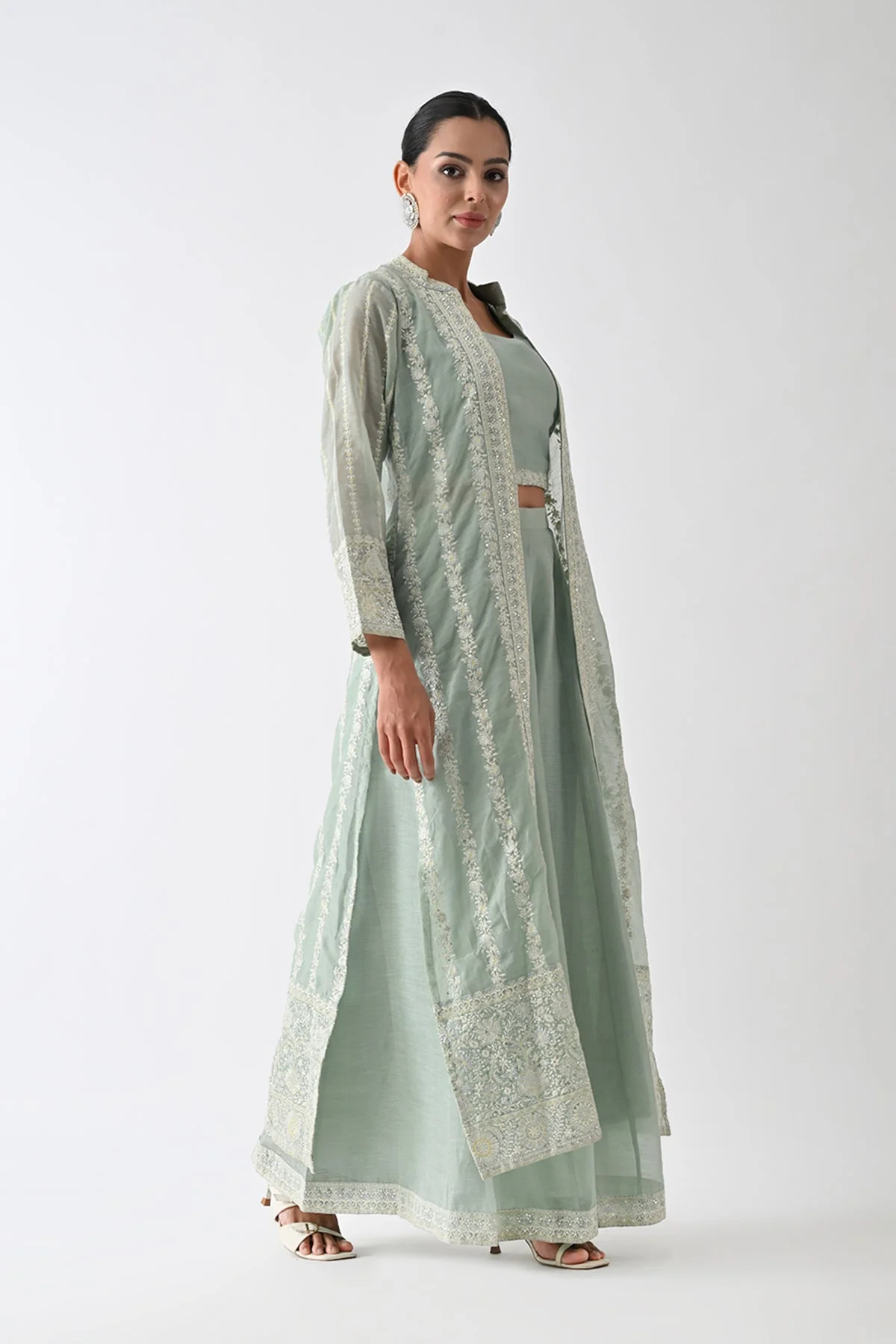 Green Embroidered Co-Ord 3 Pcs Set - Image 3