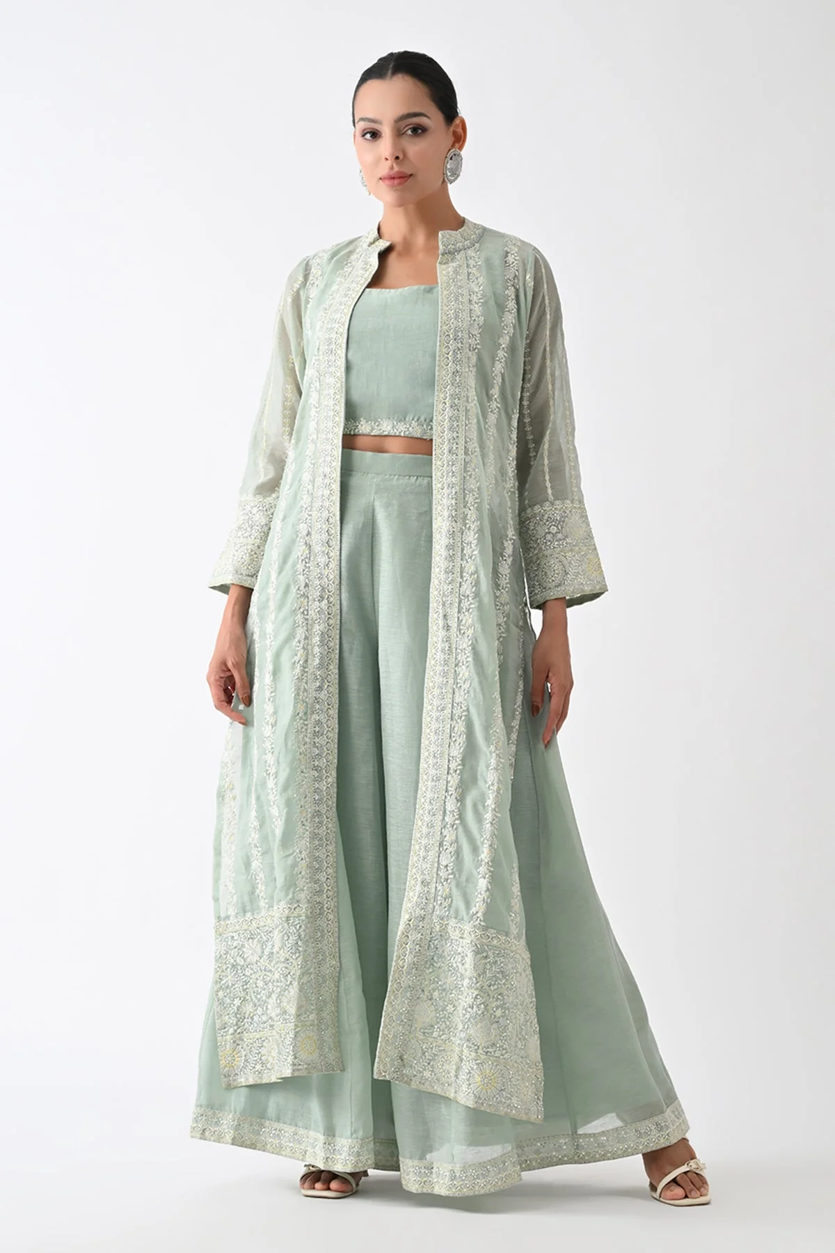 Green Embroidered Co-Ord 3 Pcs Set - Image 4