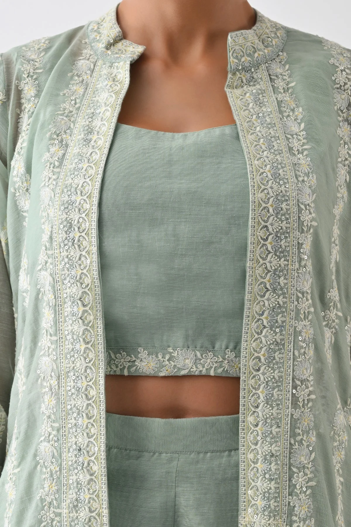 Green Embroidered Co-Ord 3 Pcs Set - Image 5