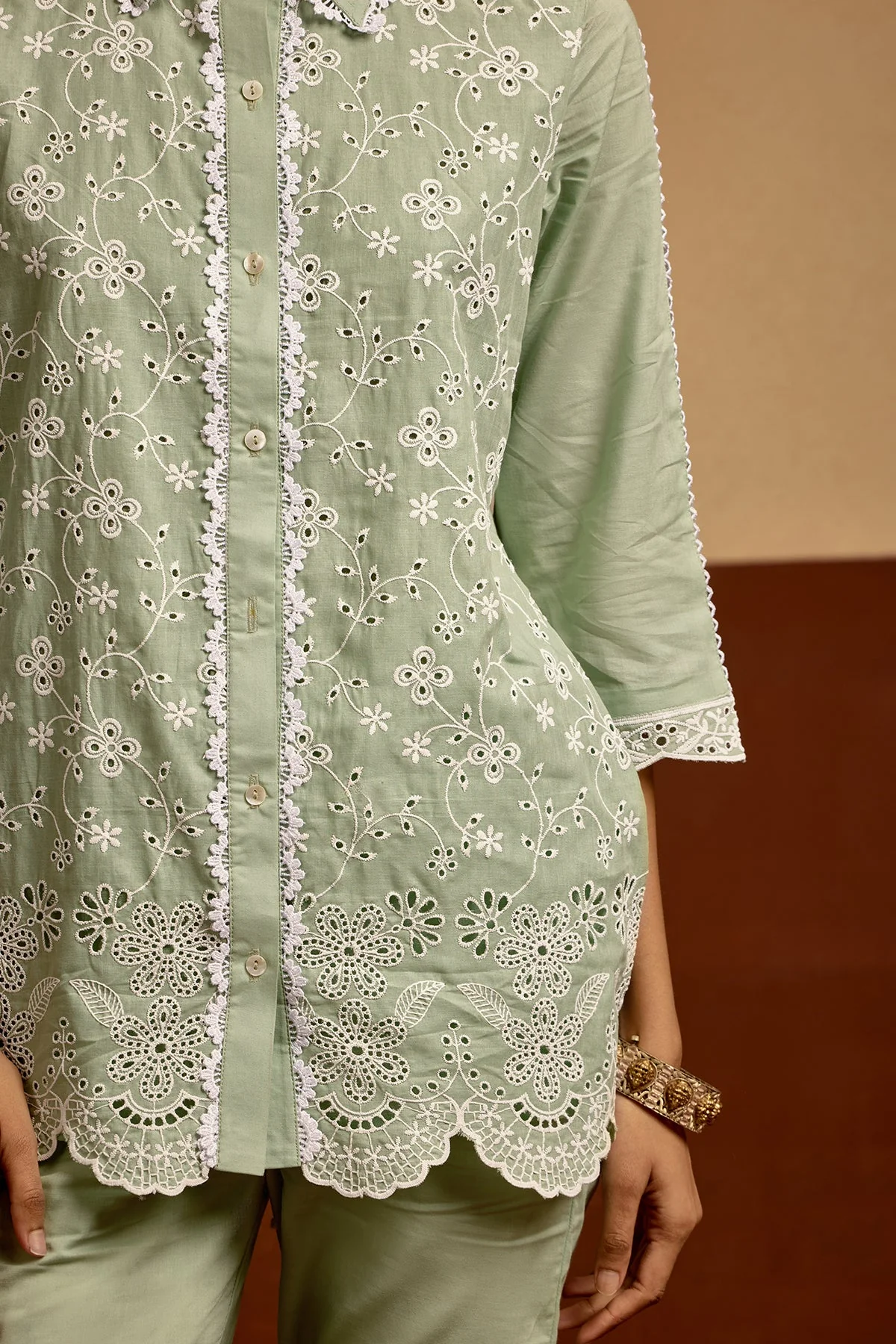 Green Embroidered Co-ord Set - Image 3