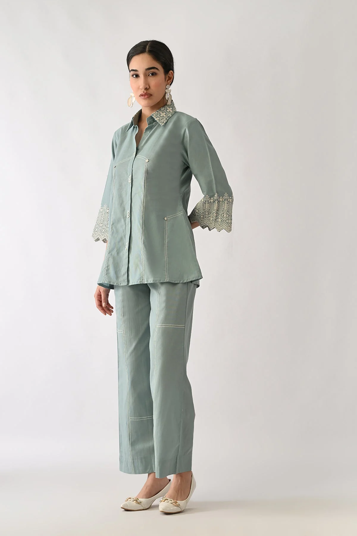 Green Embroidered Co-Ord Set - Image 2