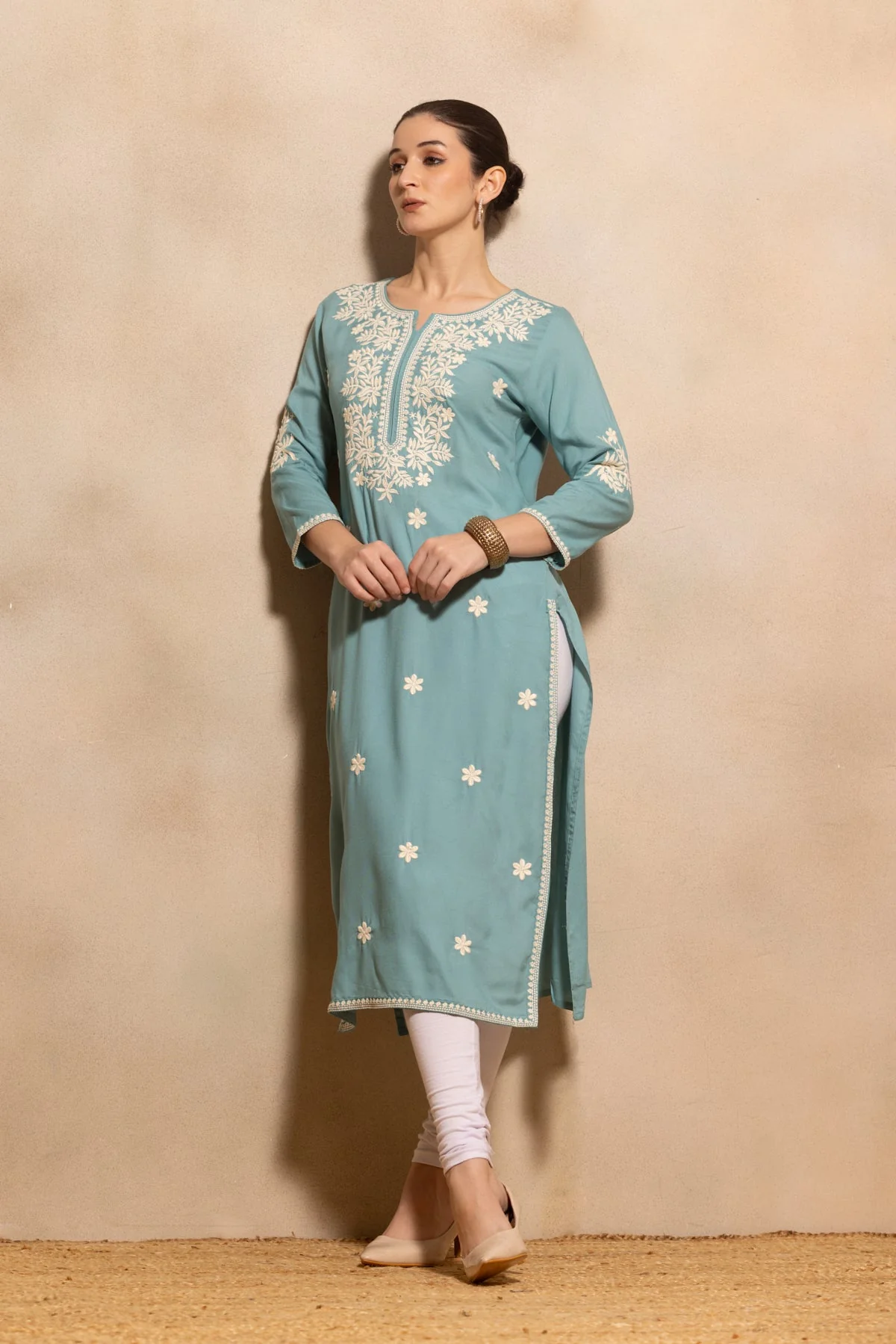 Green Embroidered Kurta