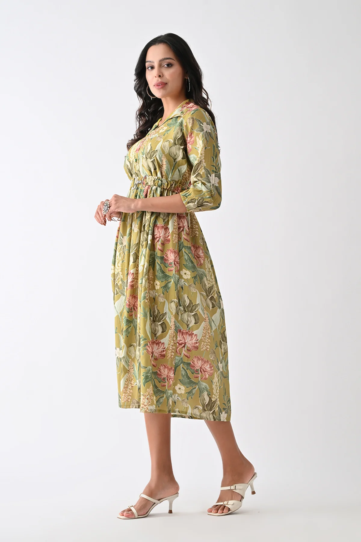 Green Floral Printed Dress - Image 2