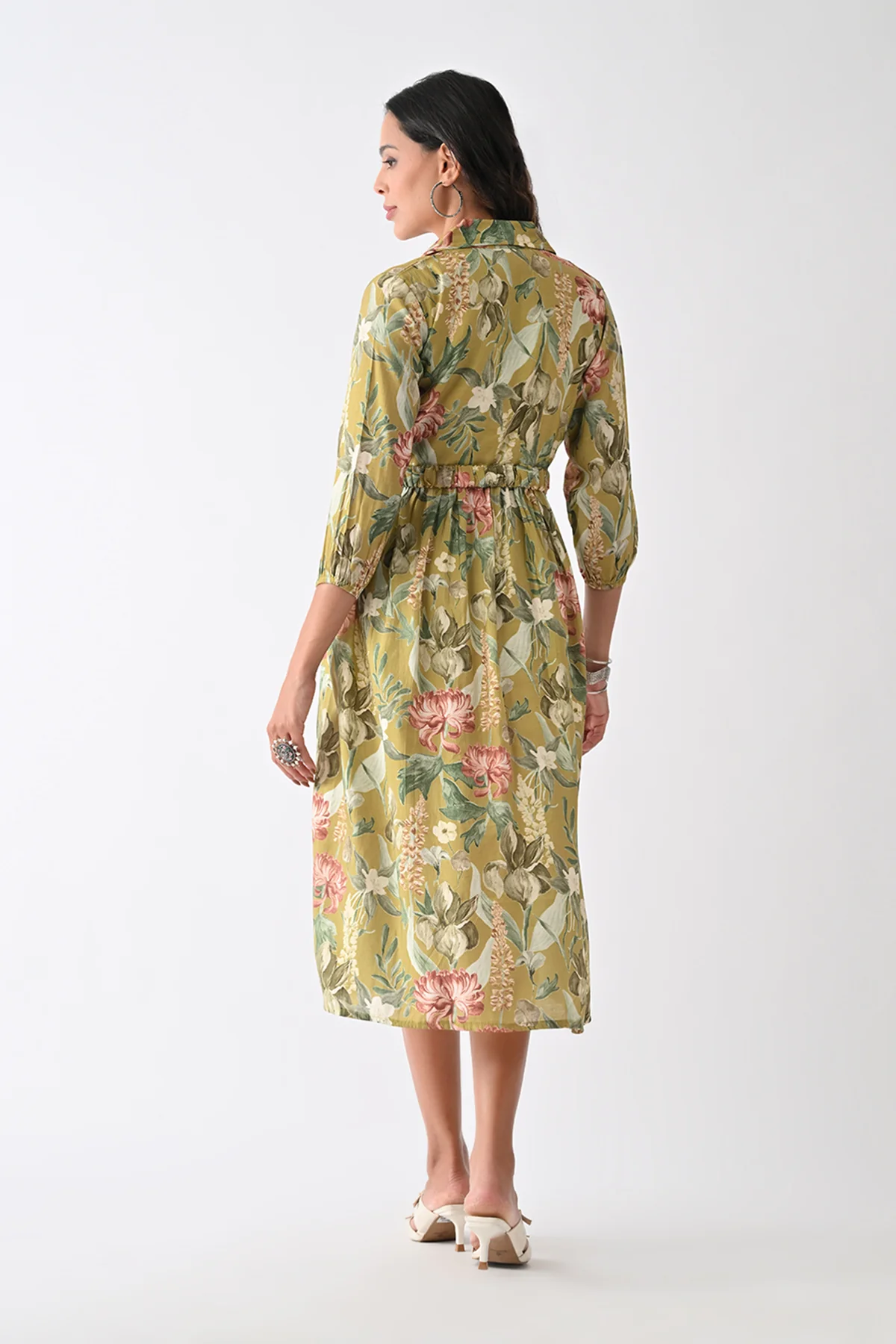 Green Floral Printed Dress - Image 5