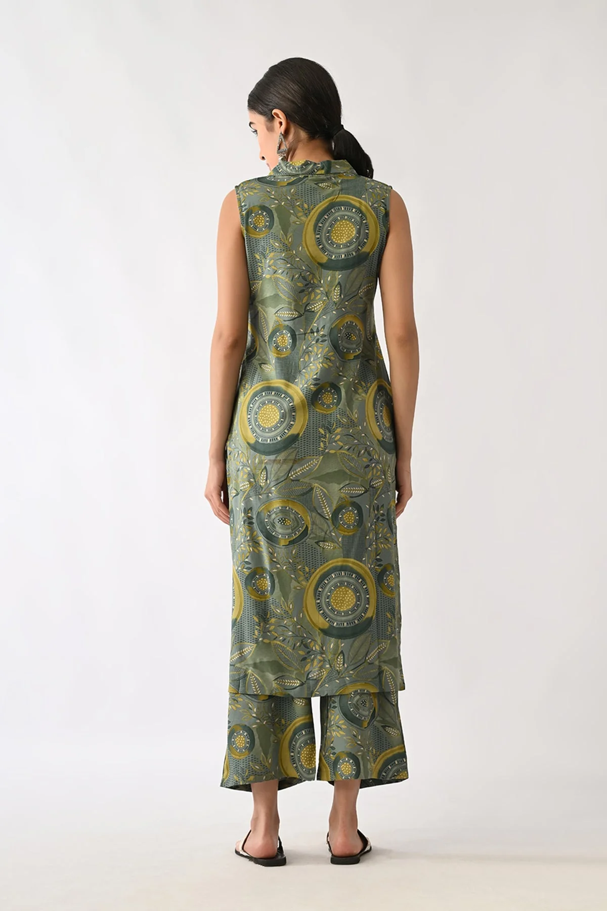 Green Printed A-line Kurta 2 Pcs Set - Image 6