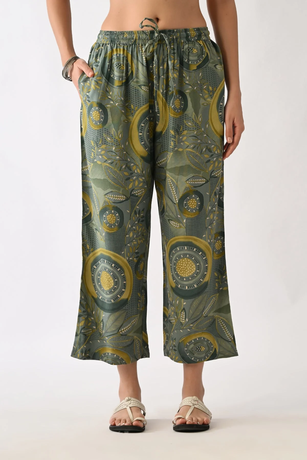 Green Printed A-line Kurta 2 Pcs Set - Image 7