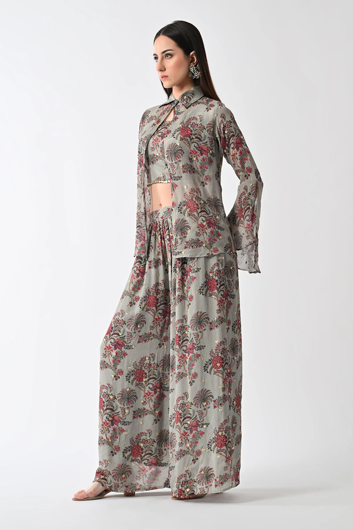 Green Printed Jacket Set - Image 4