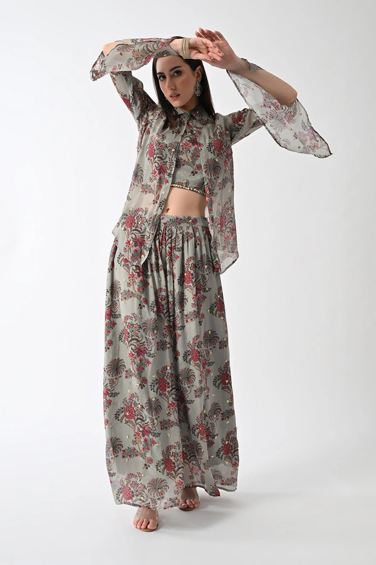 Green Printed Jacket Set - Image 7