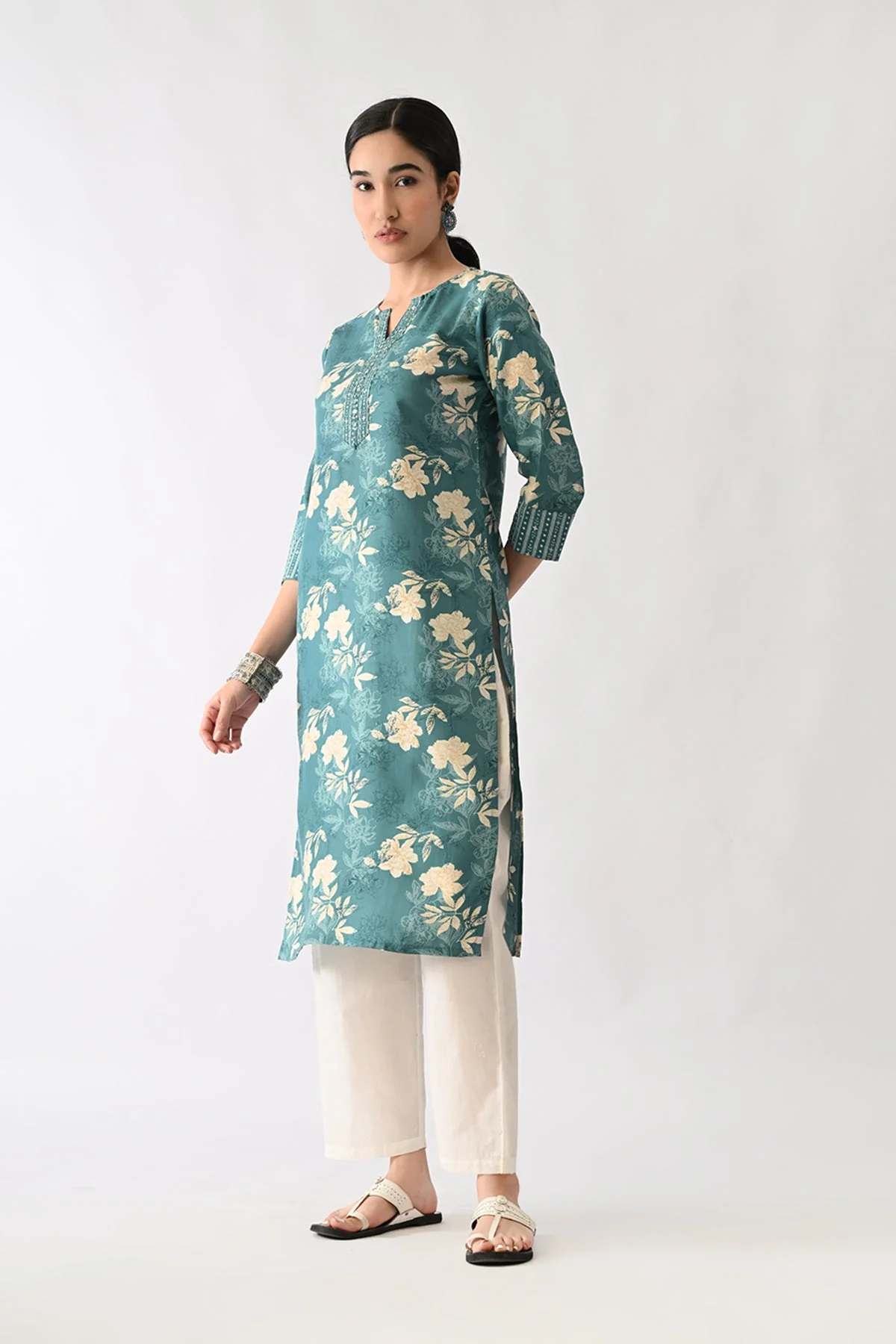 Green Printed Kurta - Image 4