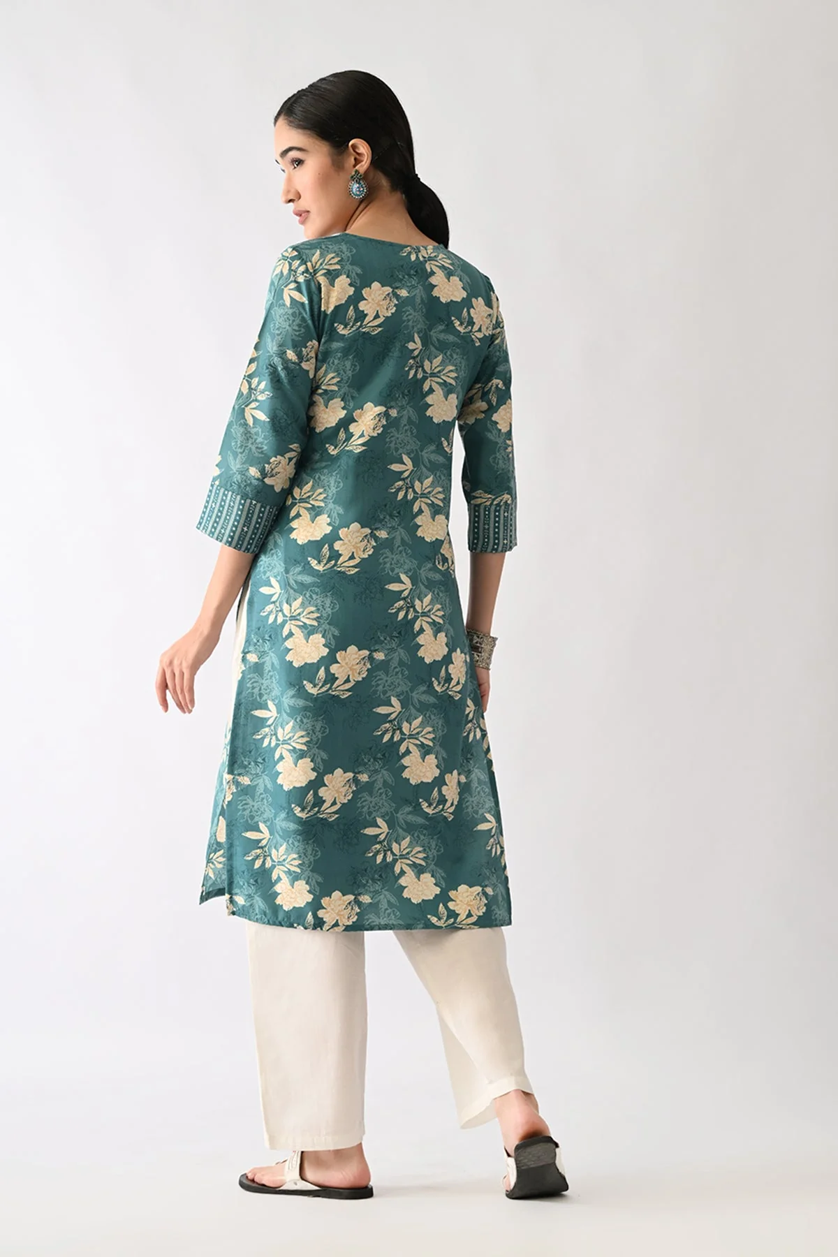 Green Printed Kurta - Image 6