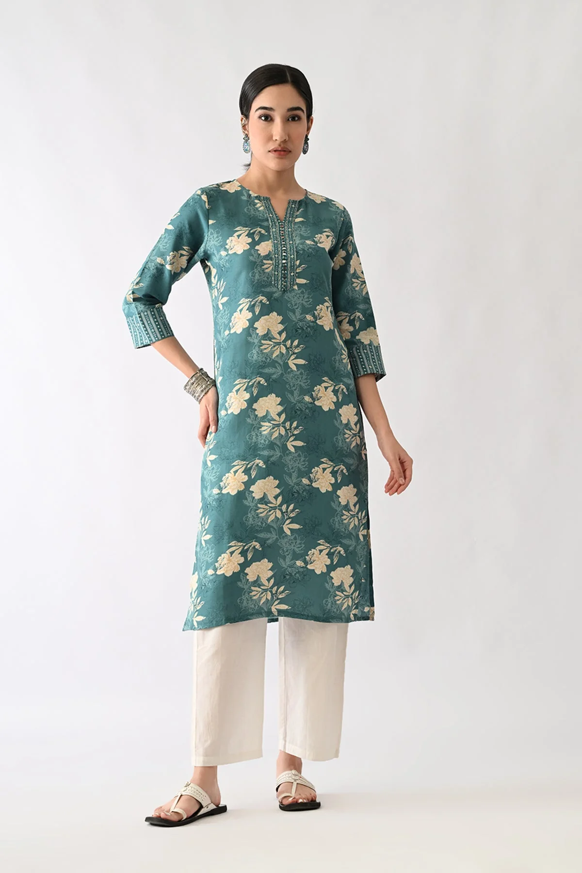 Green Printed Kurta - Image 7