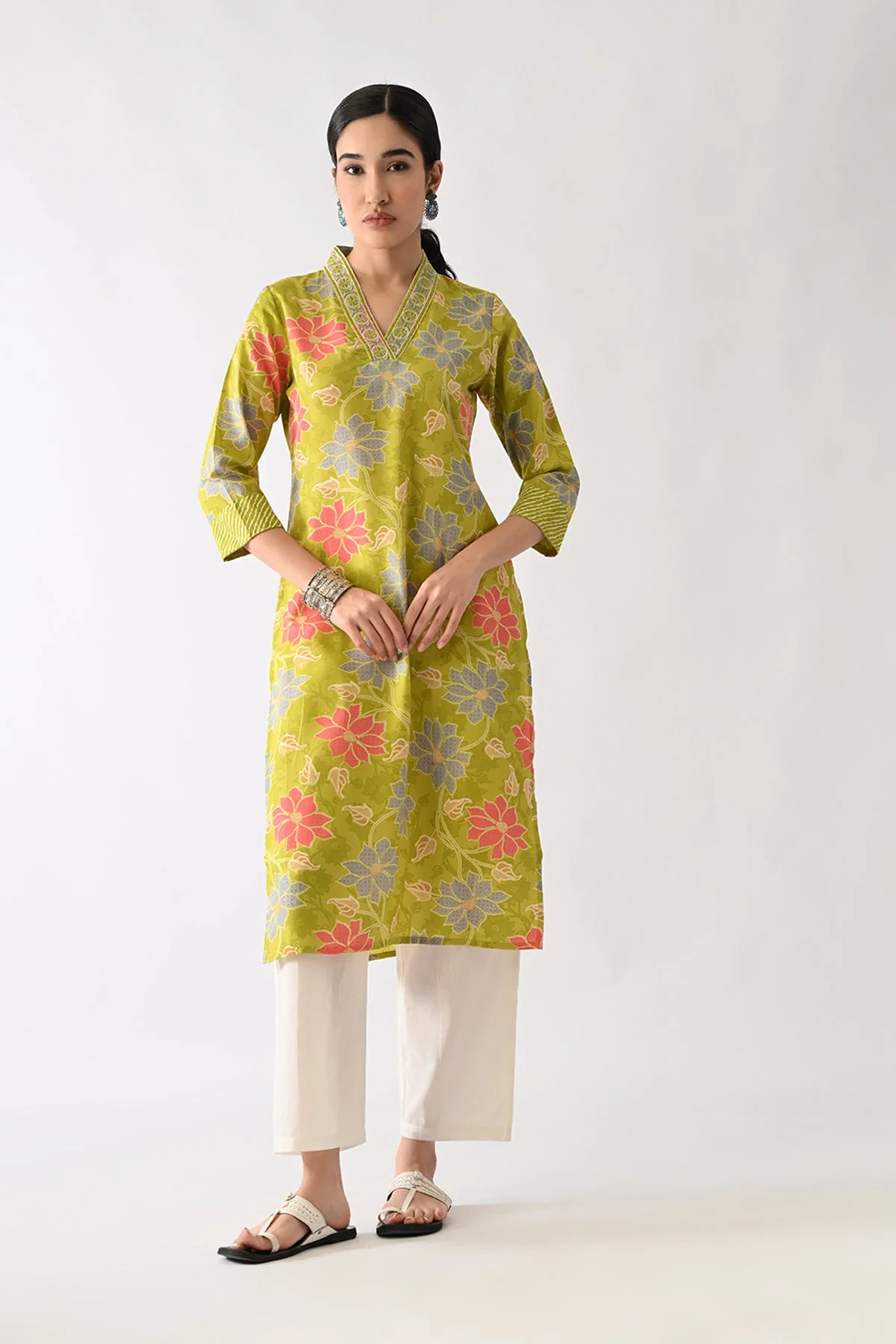 Green Printed Kurta - Image 4