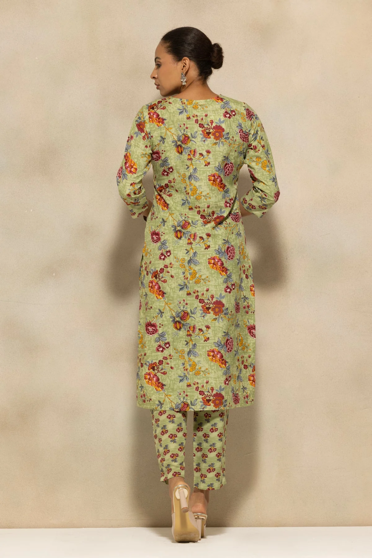 Green Printed Kurta 3 Pcs Set - Image 5