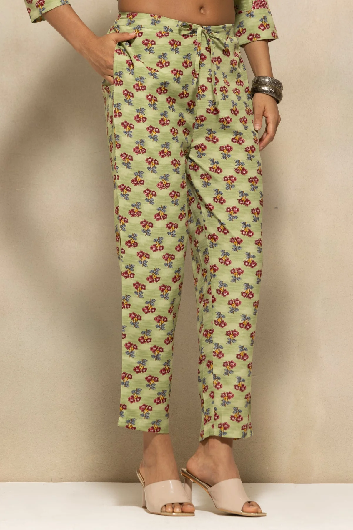 Green Printed Kurta 3 Pcs Set - Image 6