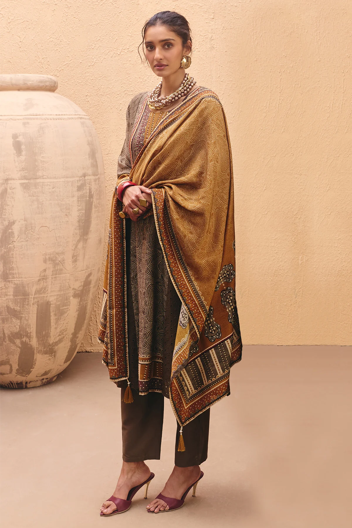 Green Printed Kurta 3 Pcs Set - Image 2