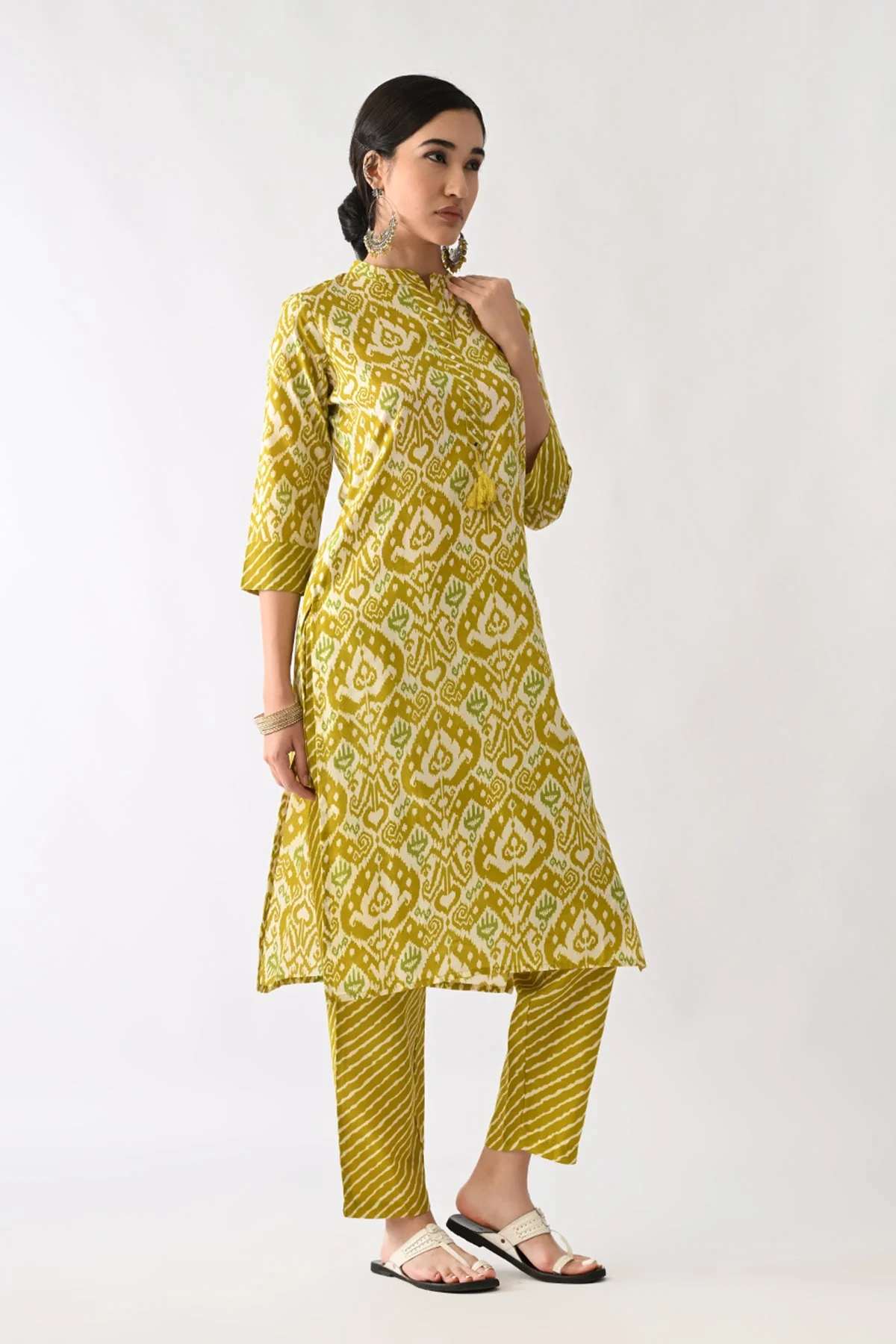 Green Printed Kurta 3 Pcs Set - Image 5