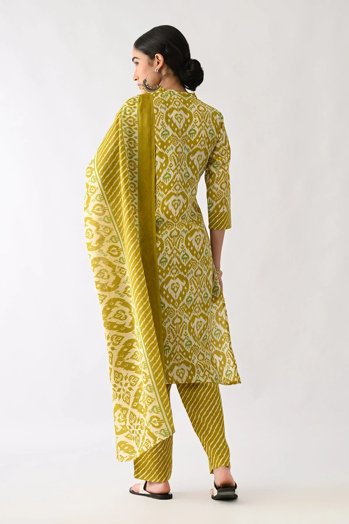 Green Printed Kurta 3 Pcs Set - Image 6