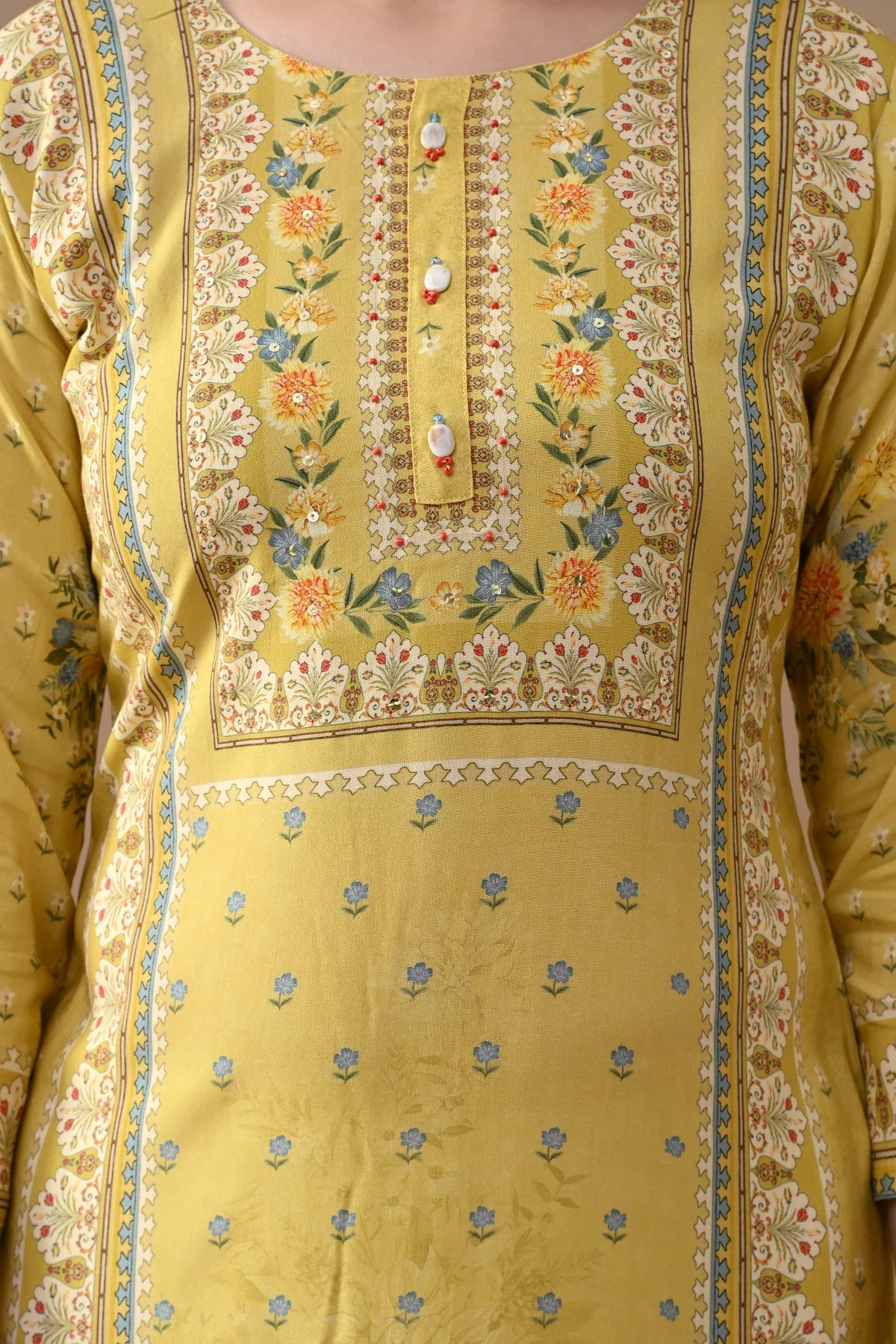 Green Printed Straight Kurta - Image 4