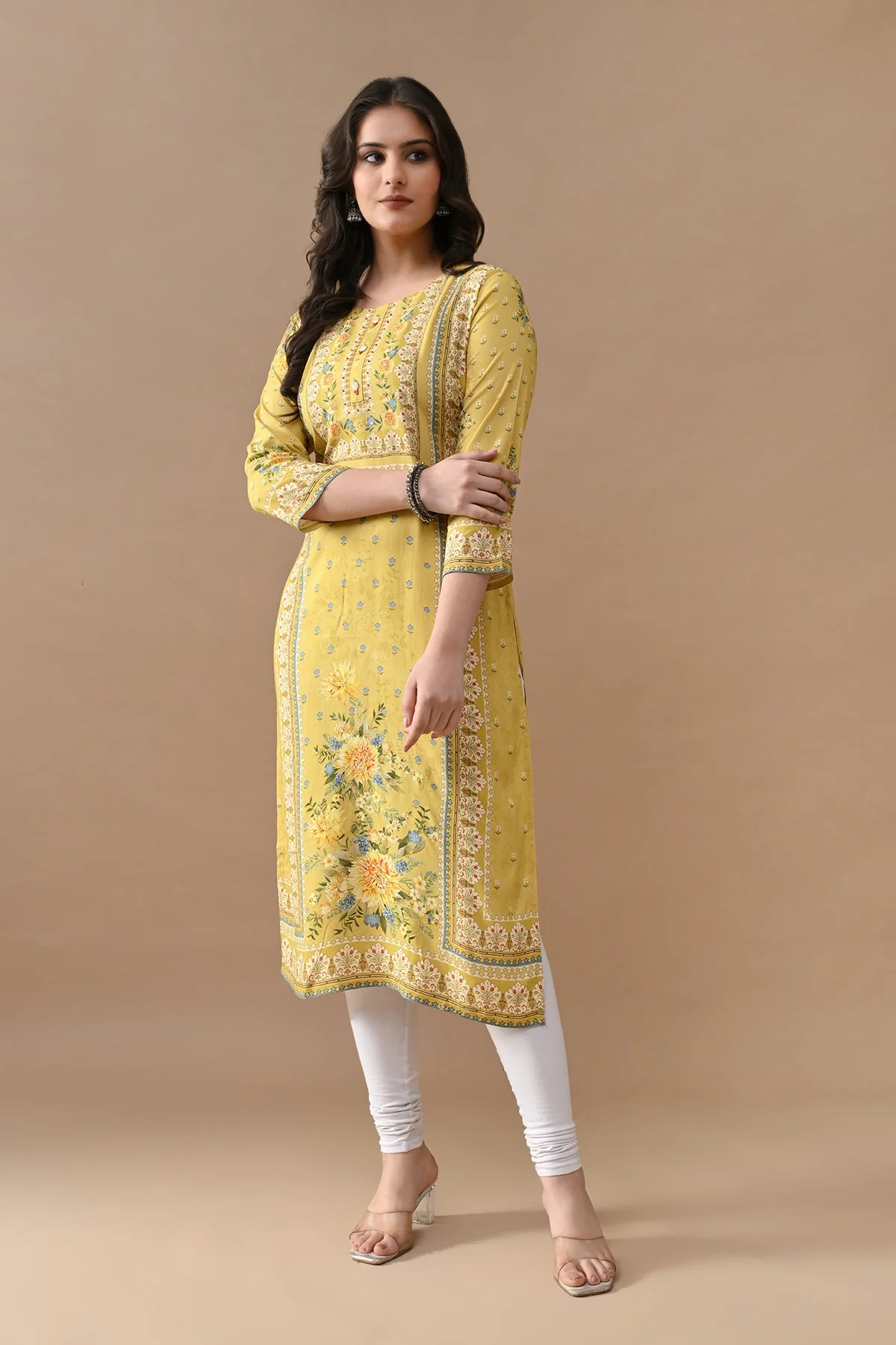 Green Printed Straight Kurta - Image 6