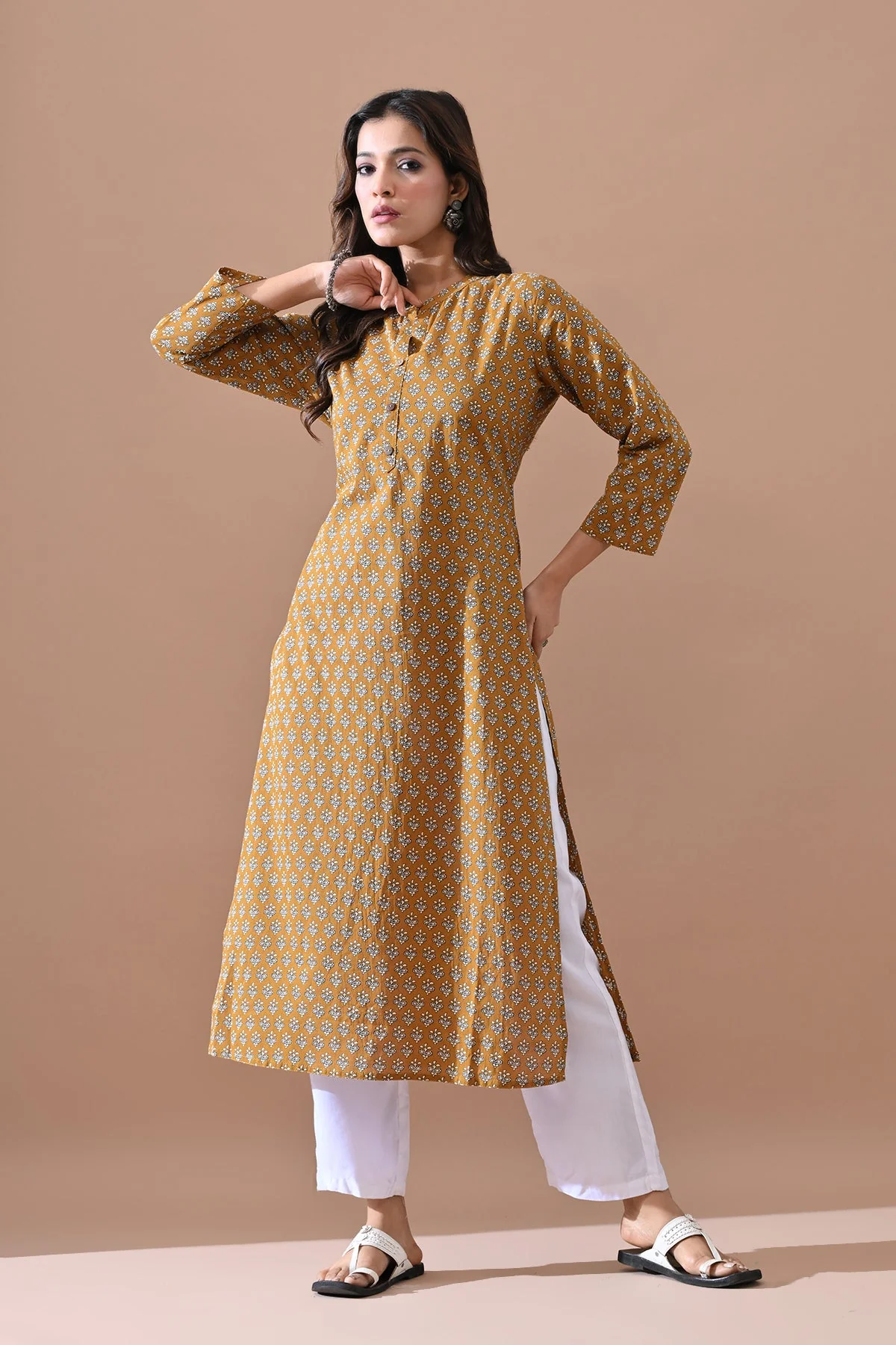 Green Printed Straight Kurta - Image 2