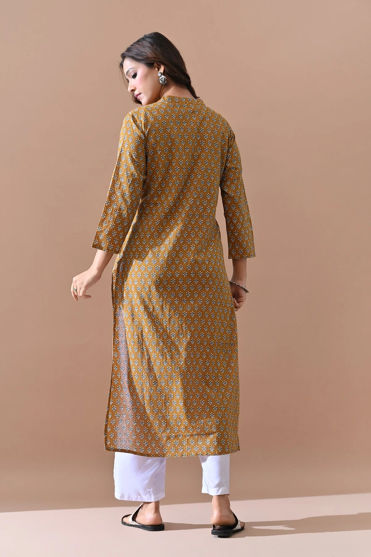 Green Printed Straight Kurta - Image 5